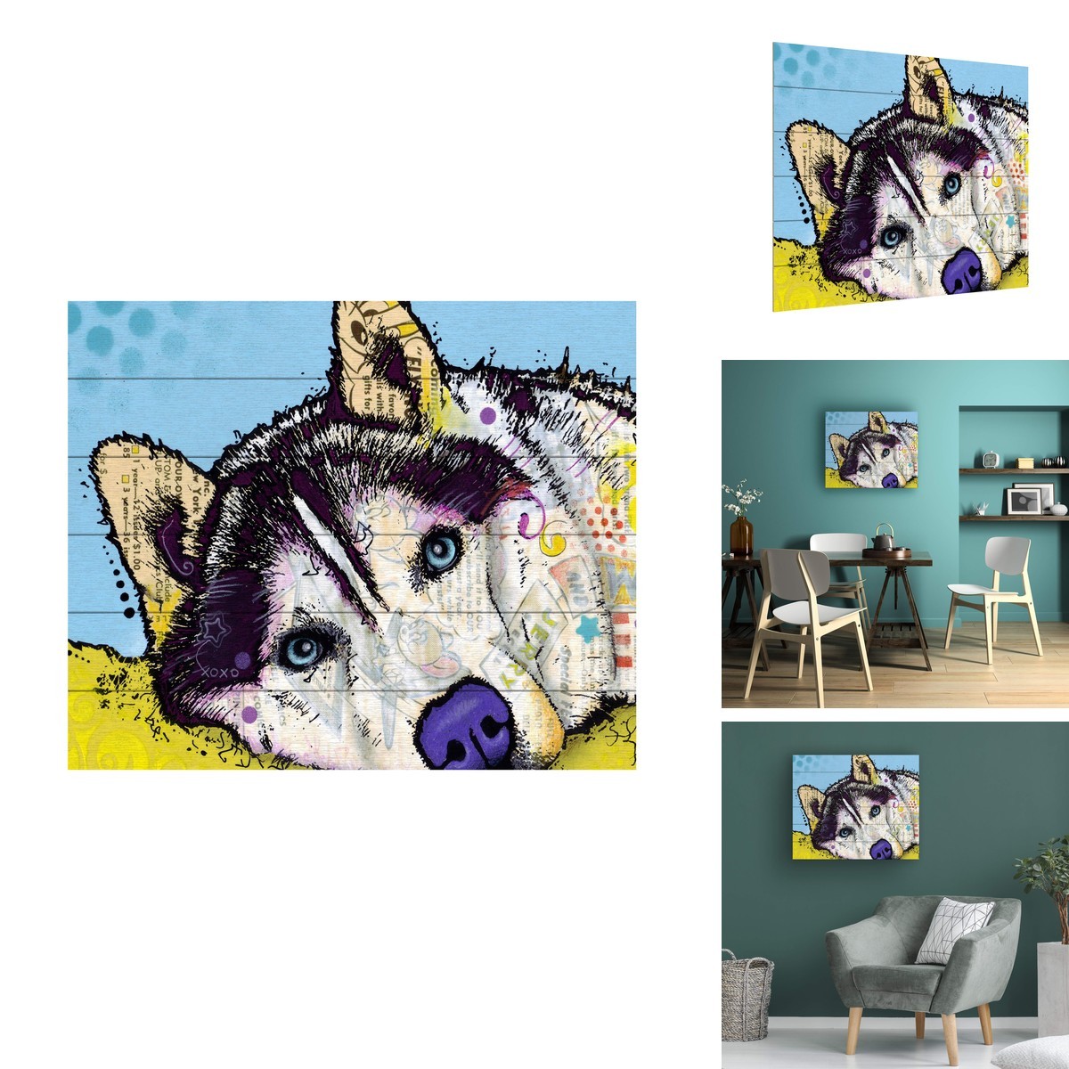 Trademark Fine Art Siberian Husky II Wood Slat 18x22 Dean Russo Trademark Fine Art Siberian Husky II Wood Slat 18x22 Dean Russo