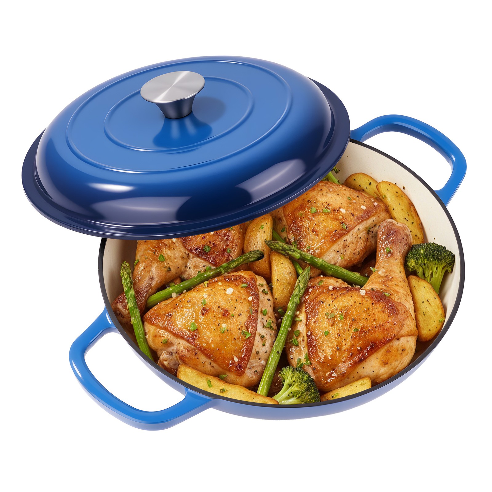 2-in-1 Cast Iron Dutch Oven Pot,Enameled Pots with Lid for Bread Baking, Cooking 2-in-1 Cast Iron Dutch Oven Pot,Enameled Pots with Lid for Bread Baking, Cooking