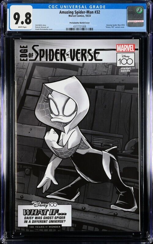 Amazing Spider-Man #32 CGC 9.8 1:100 Disney 100 Perissinotto B&W Sketch Cover