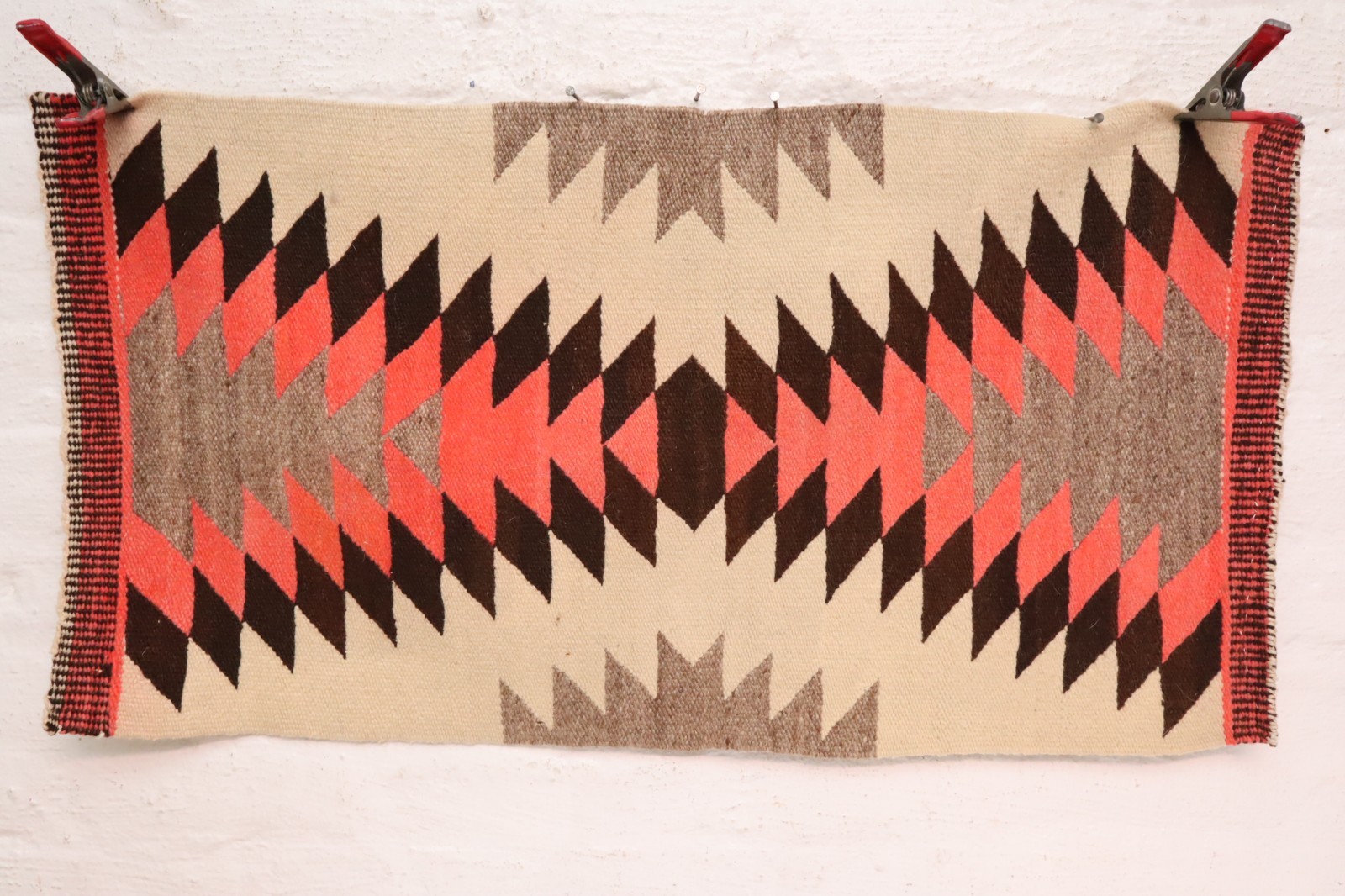 Antique Navajo Rug Textile Native American Indian 32x17 Eye Dazzler Weaving VTG_ Antique Navajo Rug Textile Native American Indian 32x17 Eye Dazzler Weaving VTG_