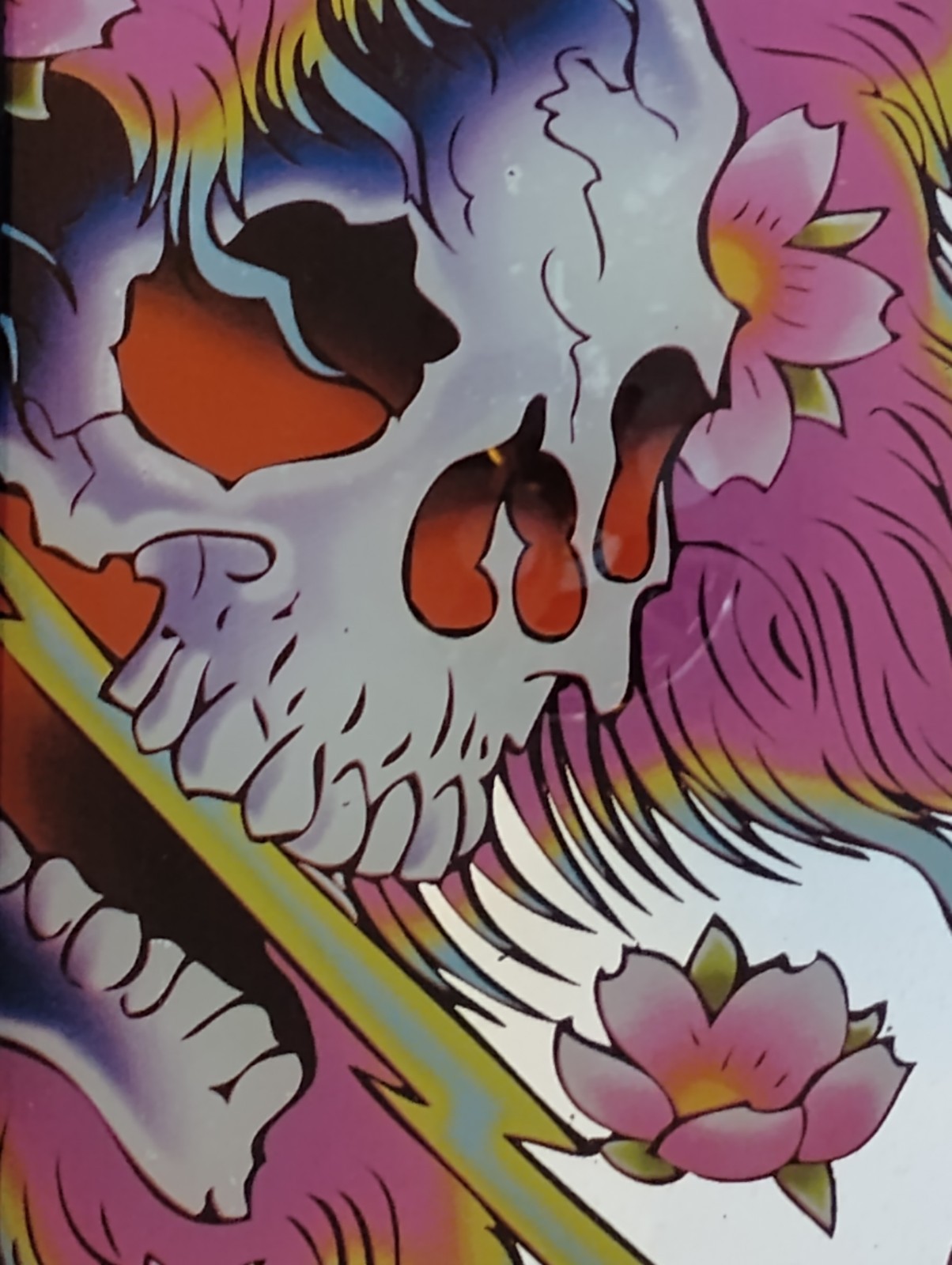 Vintage early 2000/Y2k Ed Hardy Skulls & Cherry Blossoms Framed Bar/Pub Mirror