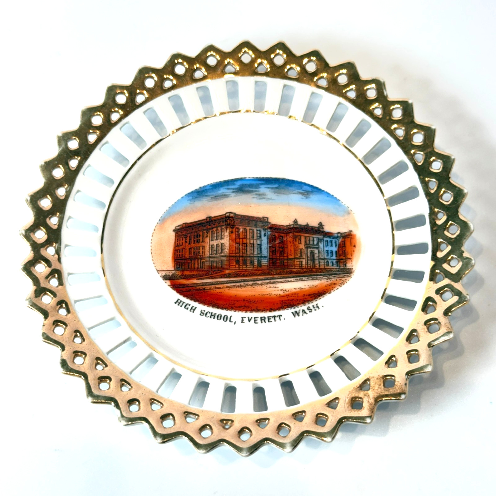 EVERETT WA WASHINGTON HIGH SCHOOL Antique Souvenir RARE China Dish Plate EVERETT WA WASHINGTON HIGH SCHOOL Antique Souvenir RARE China Dish Plate