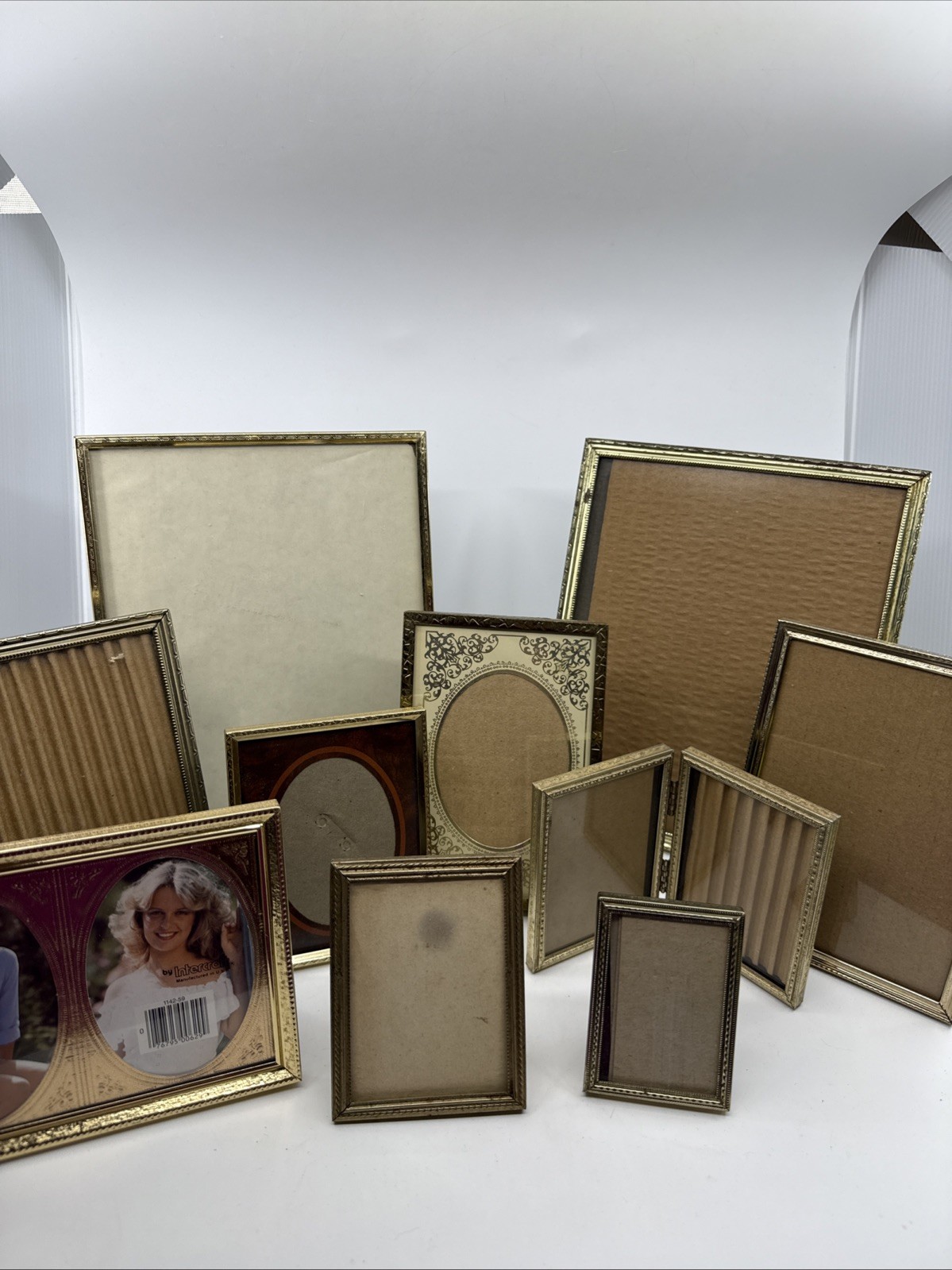 Vintage Lot 11 Brass Gold Tone Metal Picture Frames Mix Sz Retro MCM Flaws Read Vintage Lot 11 Brass Gold Tone Metal Picture Frames Mix Sz Retro MCM Flaws Read