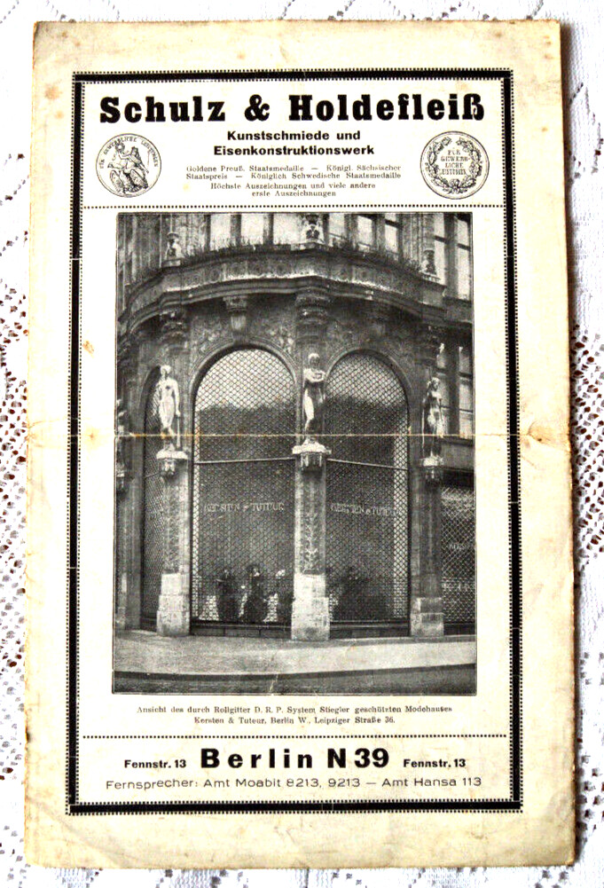Brochure - Schulz & Holdfleiß Kunstschmiede Berlin - 1927 Brochure - Schulz & Holdfleiß Kunstschmiede Berlin - 1927