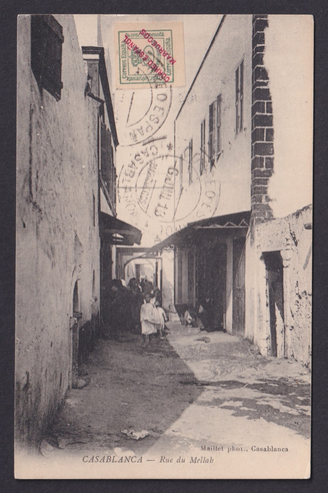 Vintage postcard Jewish Mellah street Casablanca Morocco Judaica 1913
