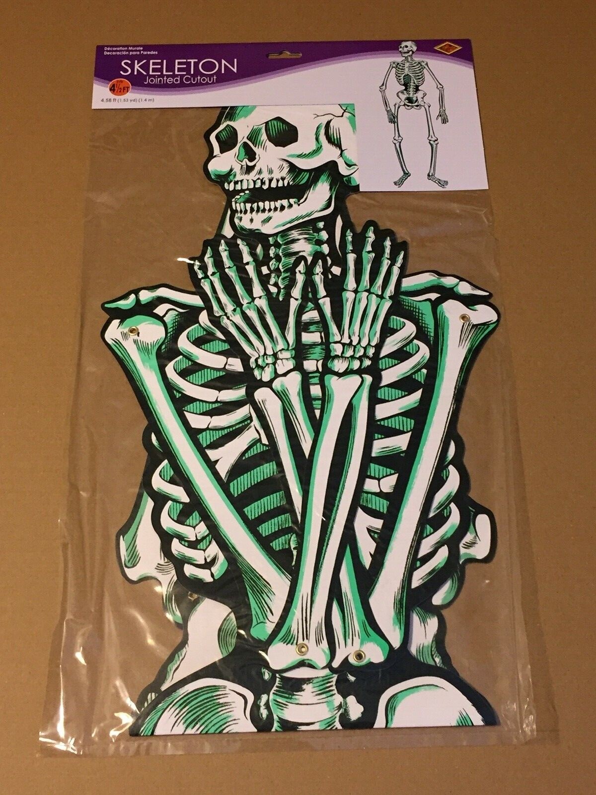 HALLOWEEN BEISTLE SKELETON JOINTED CUTOUT 4.58 FT 1989 SEALED