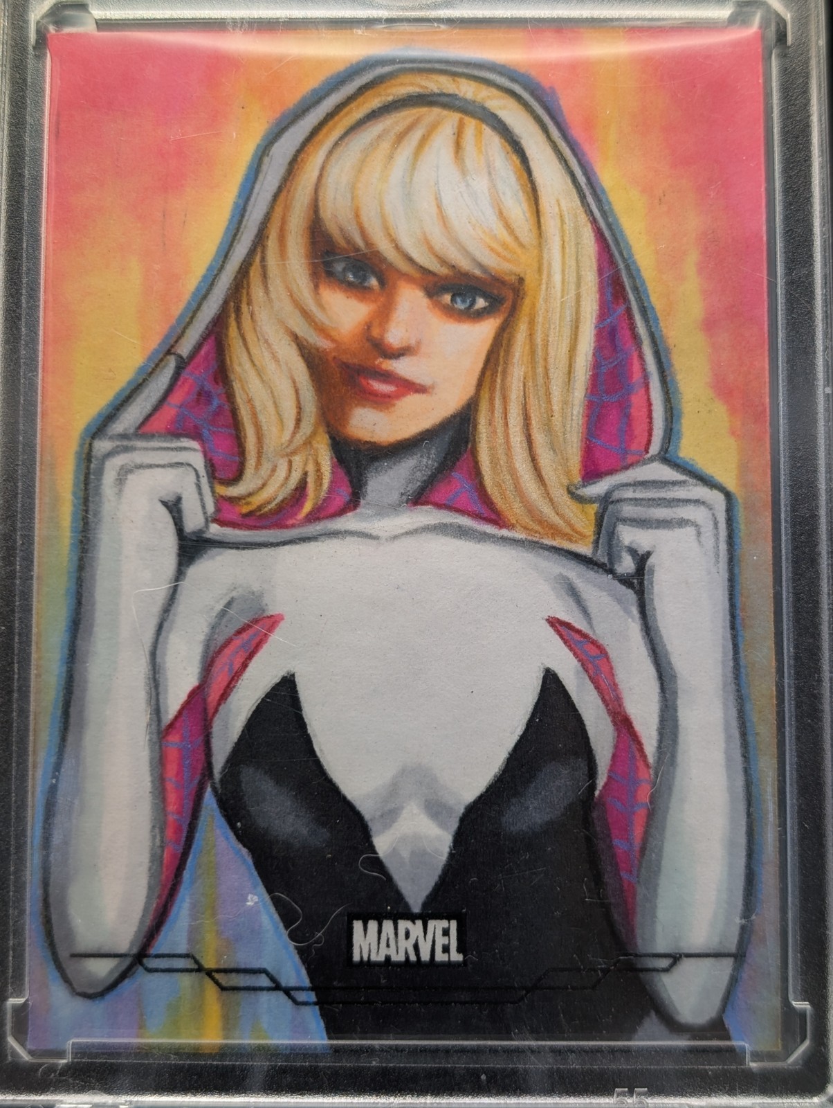 Topps Chrome Marvel GHOST SPIDER Gwen Stacey Sketch Frank Kadar BLACK LABEL SSP Topps Chrome Marvel GHOST SPIDER Gwen Stacey Sketch Frank Kadar BLACK LABEL SSP