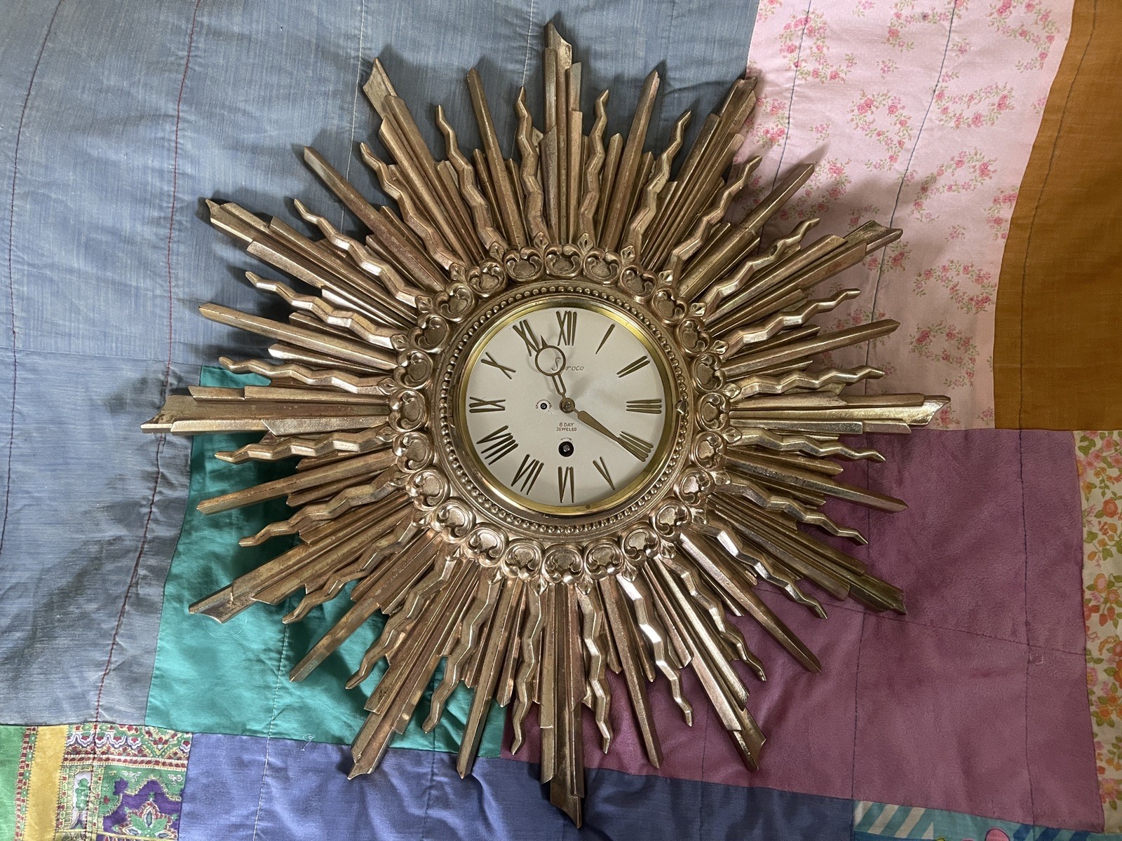 Syroco MCM Vintage Sunburst Starburst Wall Clock 19 Syroco MCM Vintage Sunburst Starburst Wall Clock 19