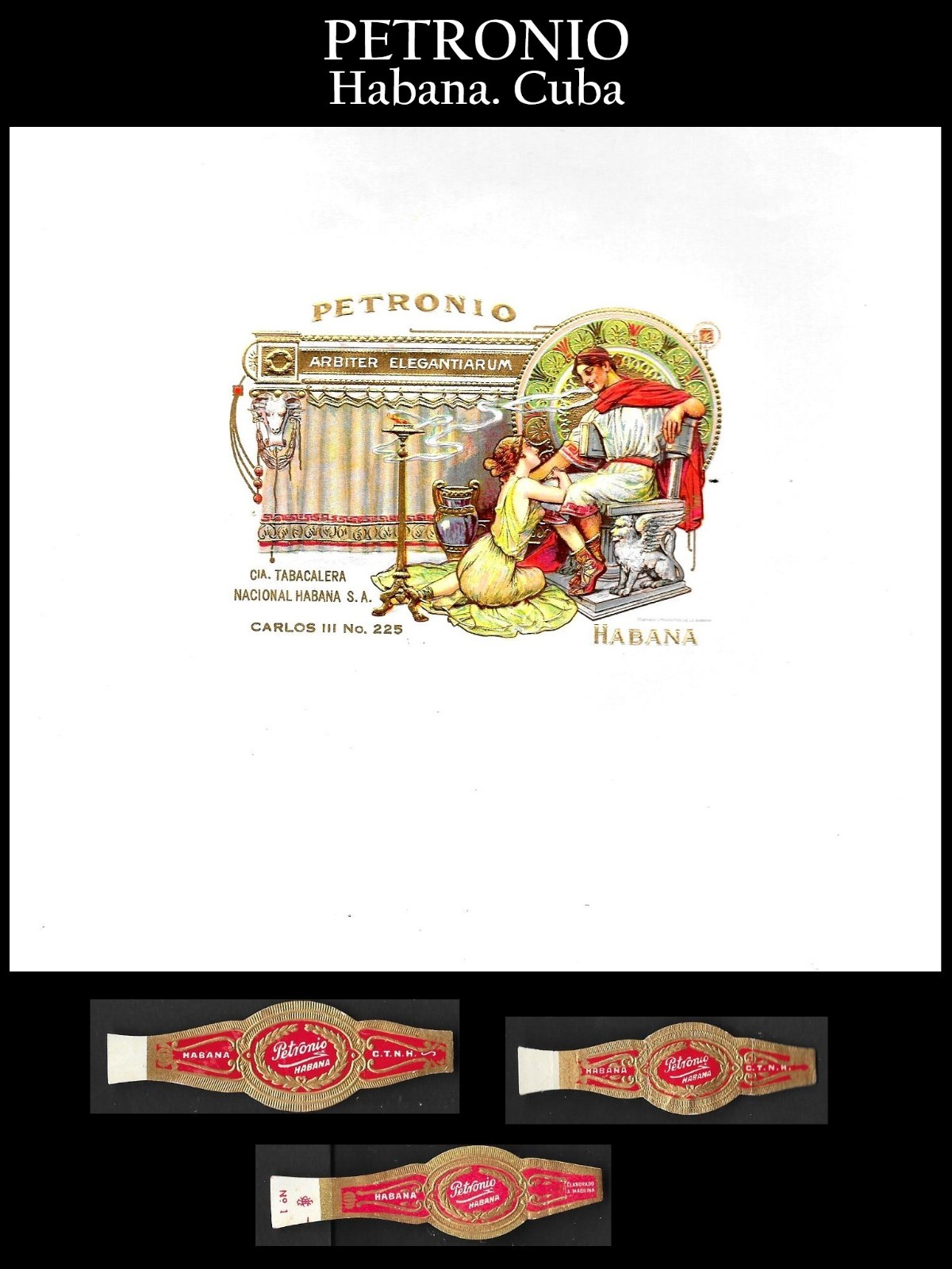 Vintage Set of Cigar Label and Cigar Bands of PETRONIO BRAND. Cuban Collectibles