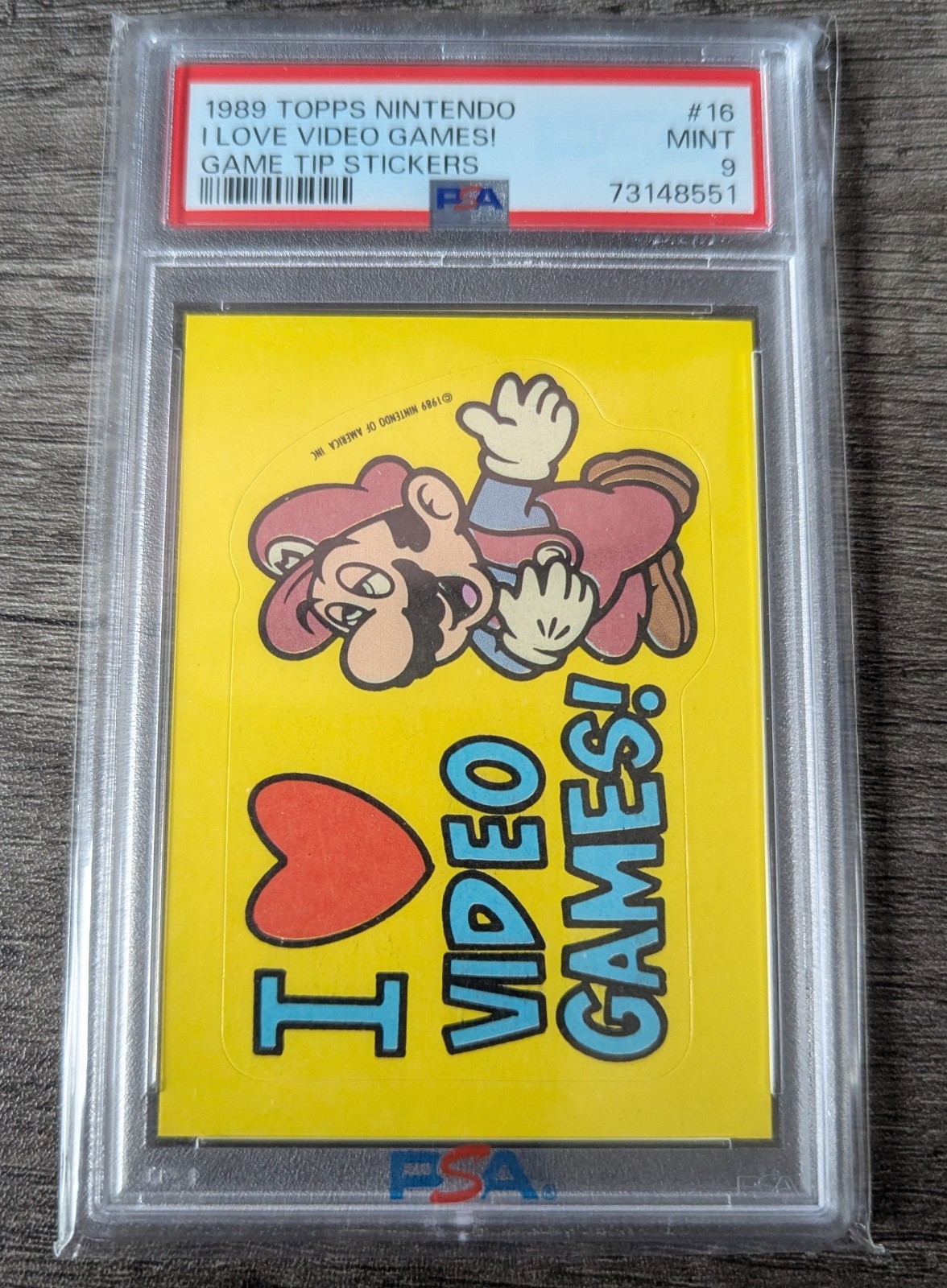 1989 TOPPS NINTENDO GAME TIP STICKERS #16 I LOVE VIDEO GAMES PSA 9-RARE πβπ΅οΈ 1989 TOPPS NINTENDO GAME TIP STICKERS #16 I LOVE VIDEO GAMES PSA 9-RARE πβπ΅οΈ