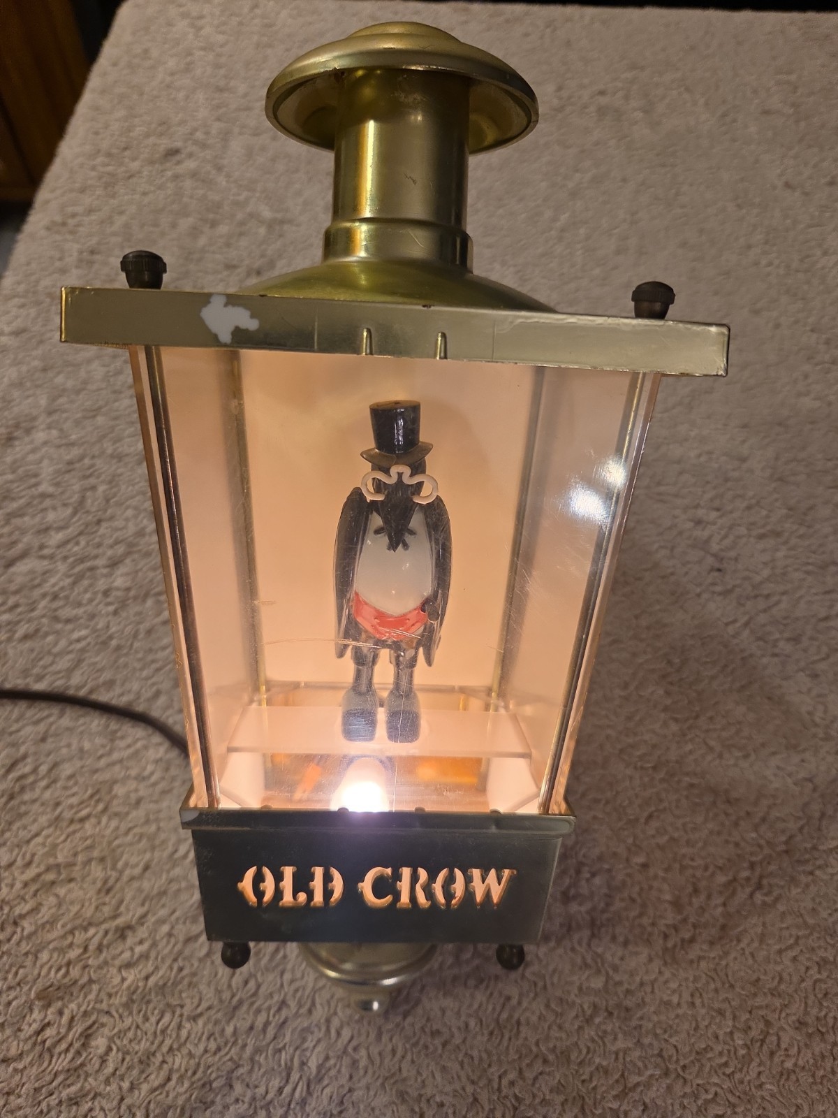 Vintage 1960s Old Crow Bourbon Whiskey Lighted Lantern Sign Bar Display WORKING Vintage 1960s Old Crow Bourbon Whiskey Lighted Lantern Sign Bar Display WORKING