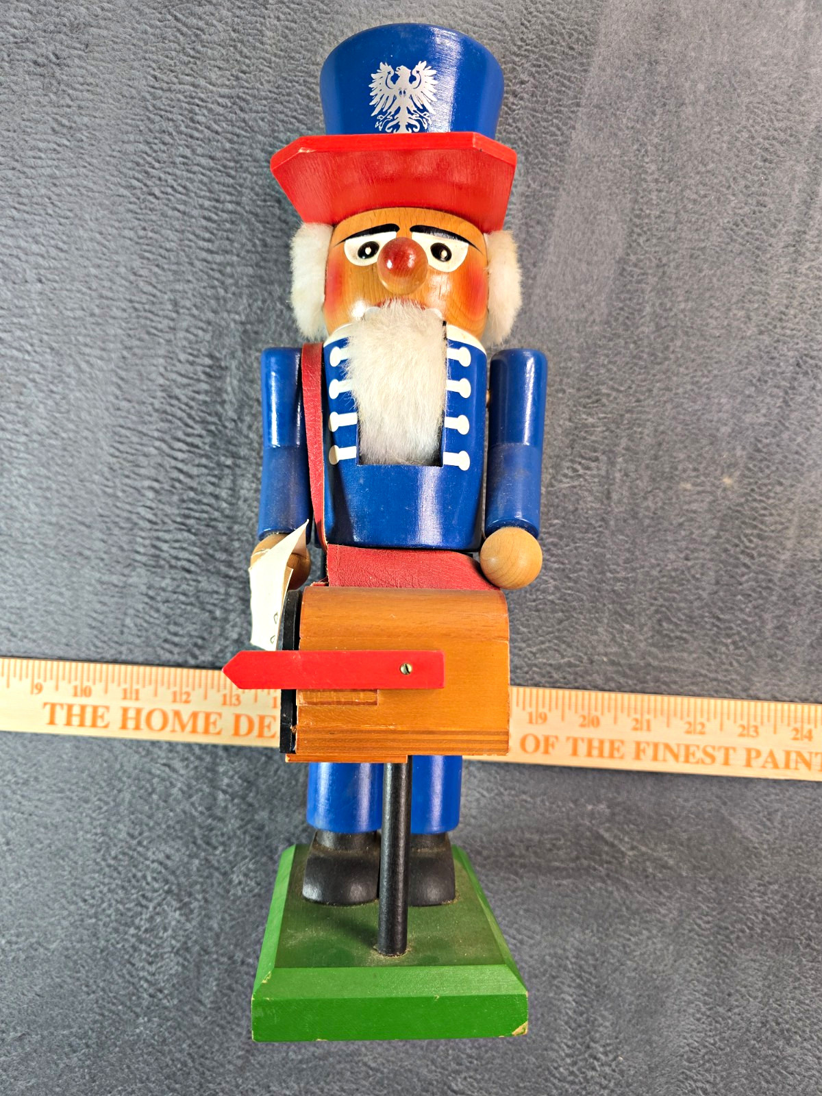 Steinbach Wooden Nutcracker Mailman Messenger Handmade Germany Blue Red Green Steinbach Wooden Nutcracker Mailman Messenger Handmade Germany Blue Red Green