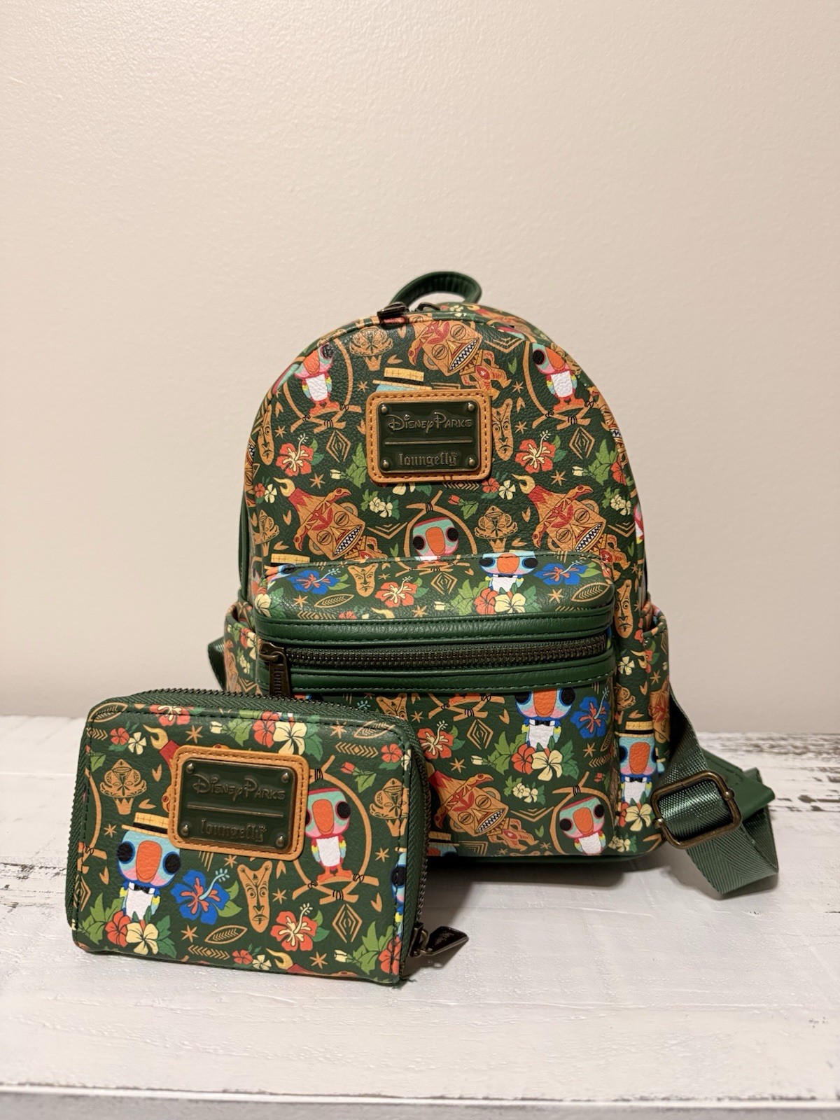 Loungefly Disney Parks Enchanted Tiki Room Mini Backpack Wallet Set 2022
