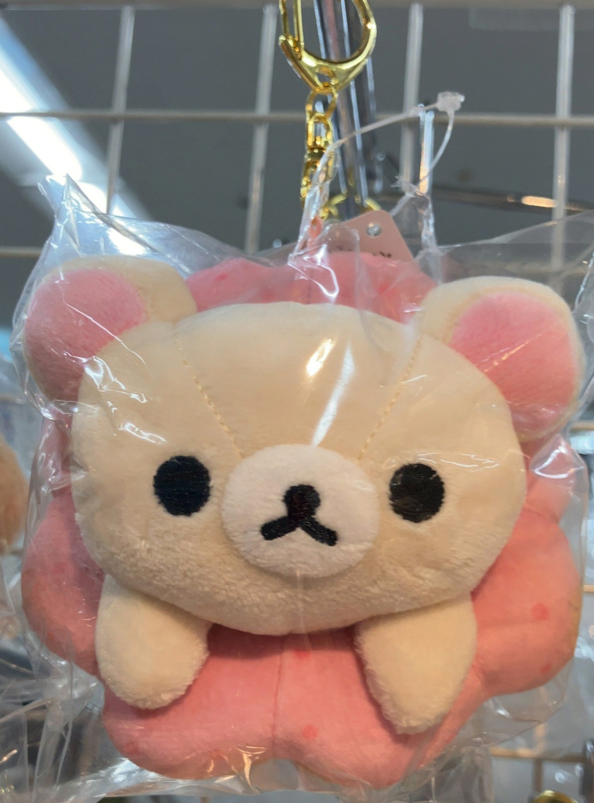 Rilakkuma × Mister Donut Korilakkuma Plush Keychain Pon de Strawberry Mascot New