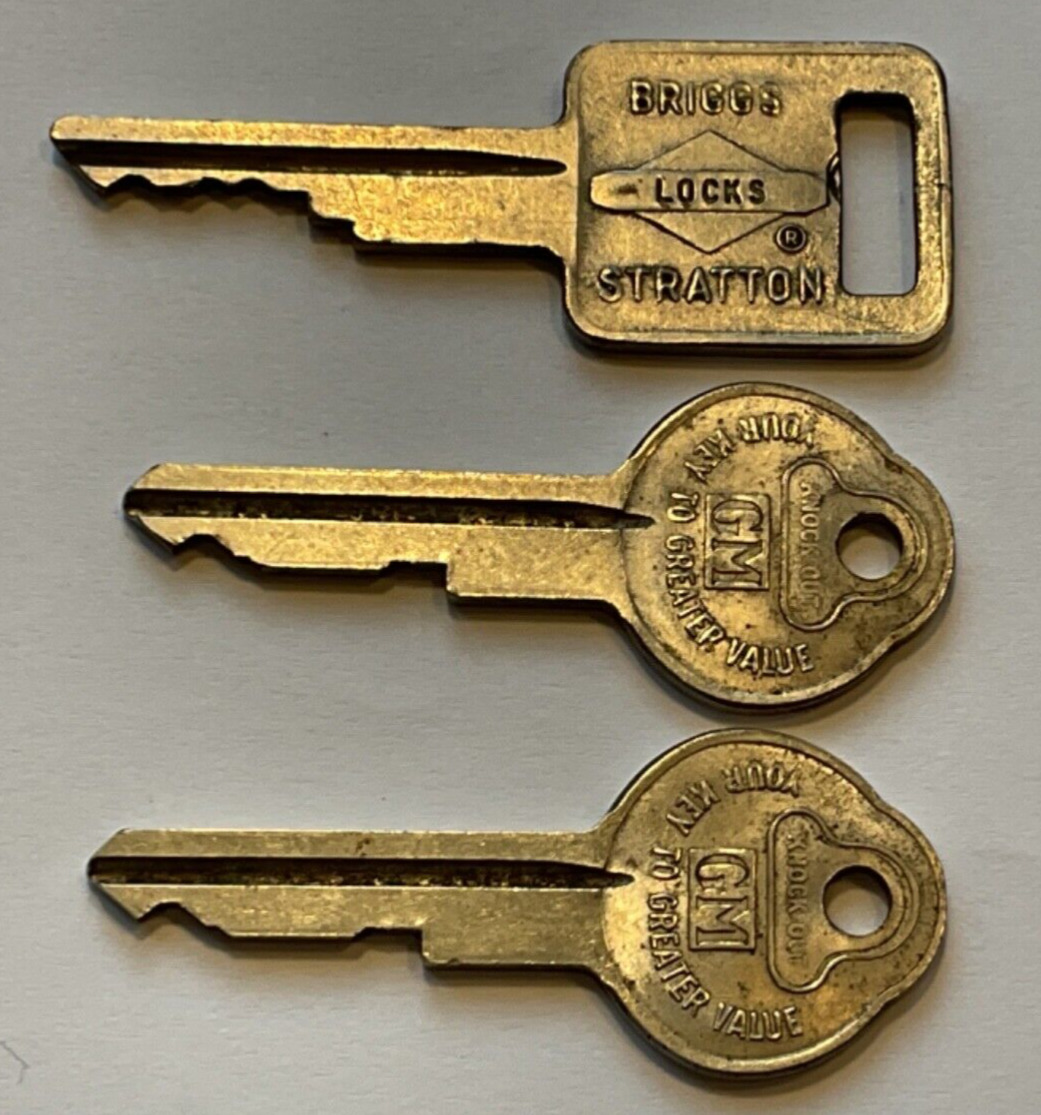 Lot of 3 Vintage GM General Motors Briggs & Stratton BASCO Keys Knock Out