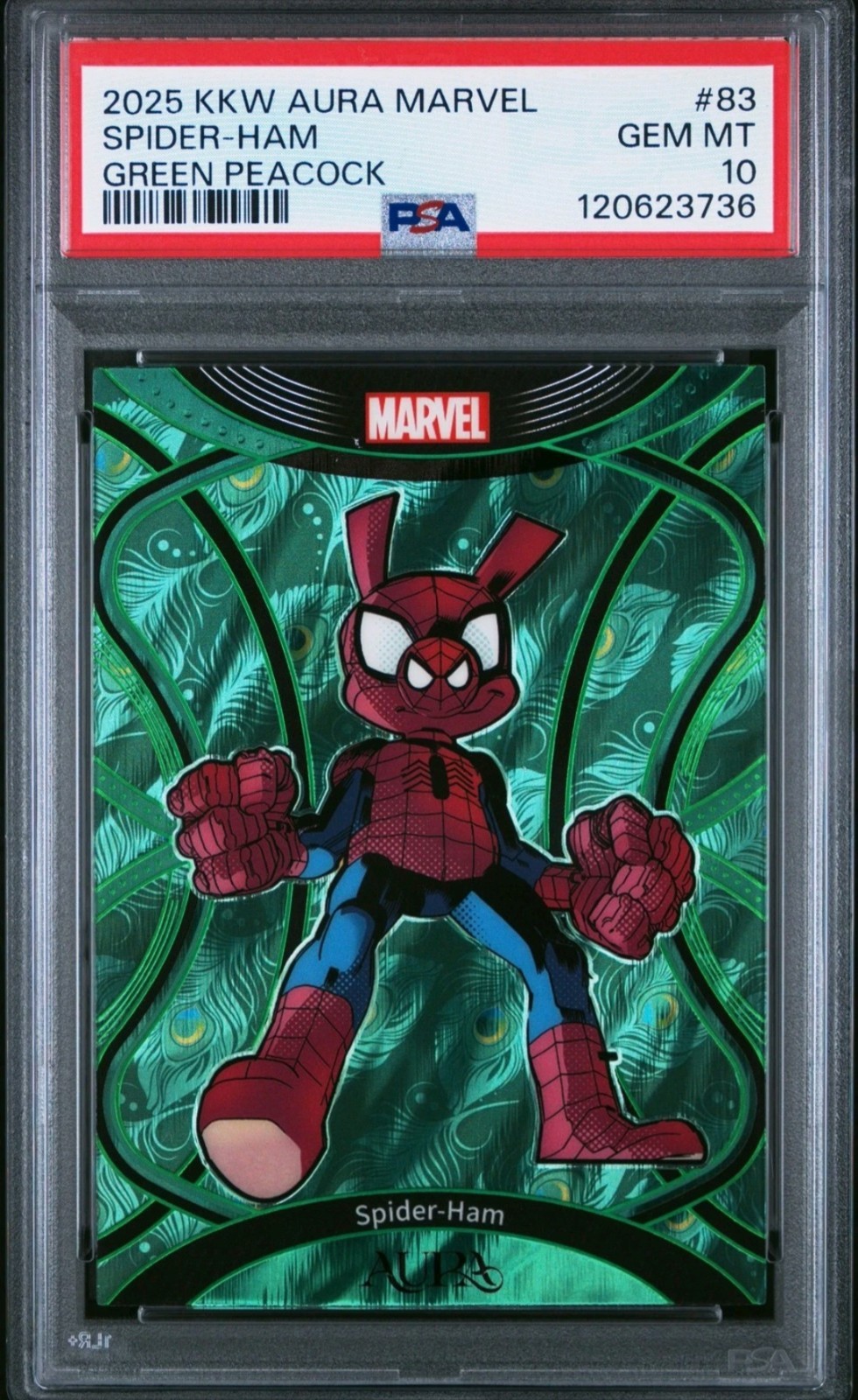 2025 PSA 10 SPIDER HAM PETER PORKER KAKAWOW MARVEL AURA GREEN PEACOCK /25 2025 PSA 10 SPIDER HAM PETER PORKER KAKAWOW MARVEL AURA GREEN PEACOCK /25