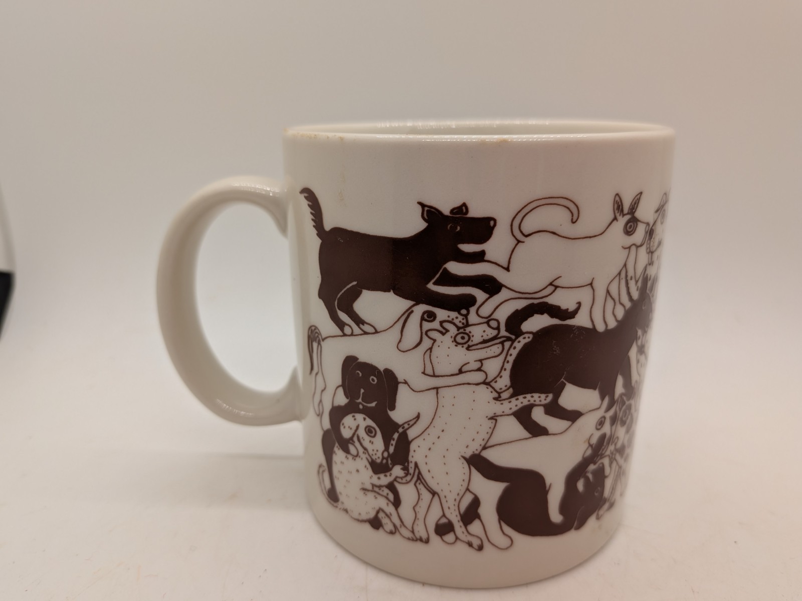 Vintage \'79 Taylor & Ng Coffee Mug Brown Naughty Dogs Orgy