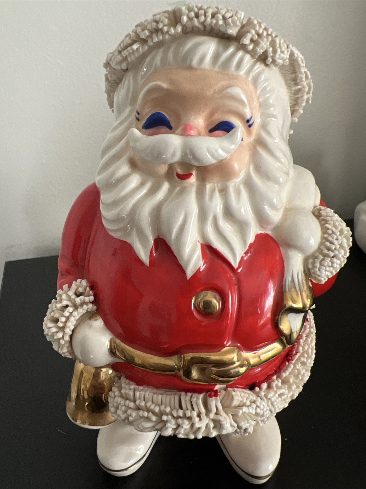 Vintage 1950\'s Ceramic Santa Claus Christmas Coin Bank w/ Spaghetti Trim Japan Vintage 1950\'s Ceramic Santa Claus Christmas Coin Bank w/ Spaghetti Trim Japan