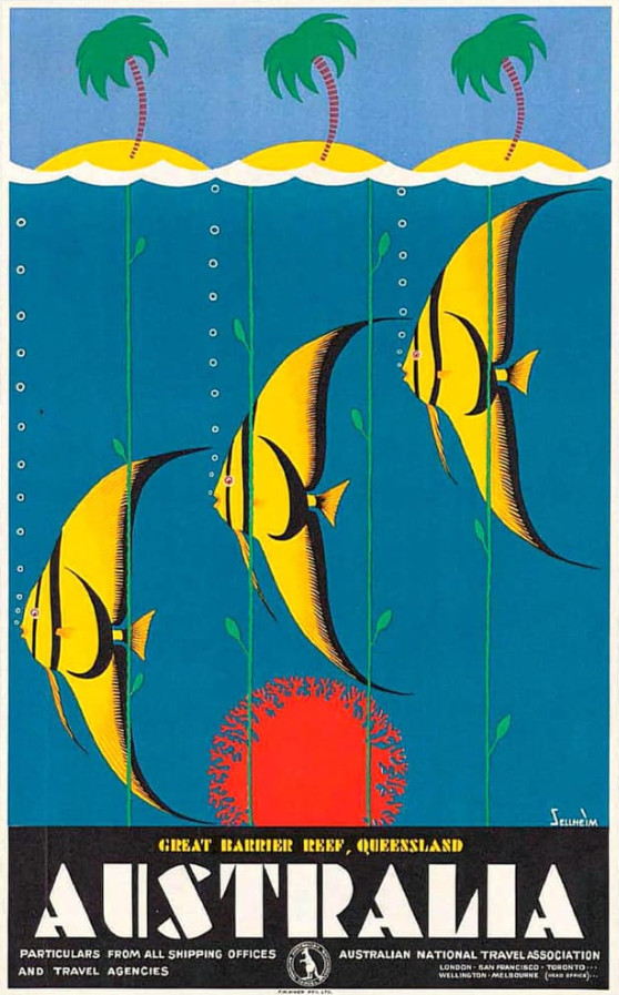 Vintage Australia Travel Advertisement Poster Vintage Australia Travel Advertisement Poster