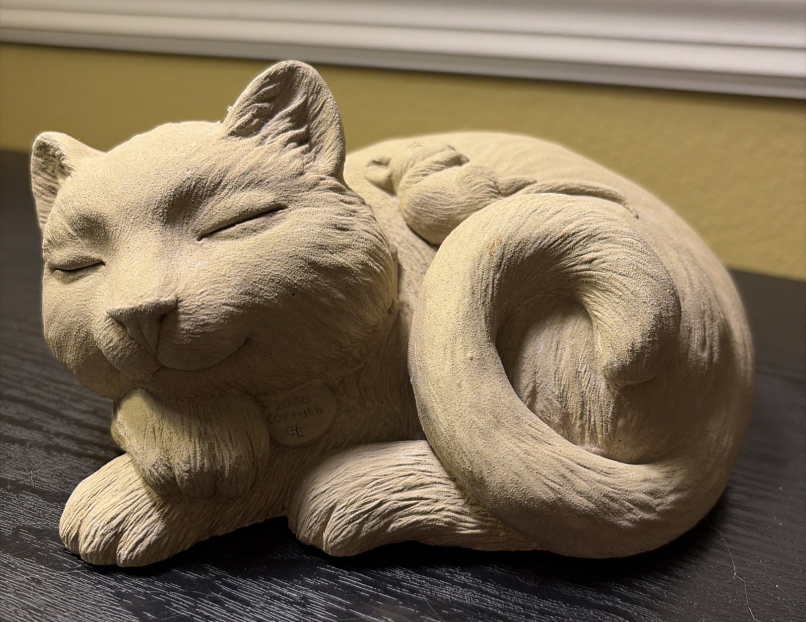 Vintage Carruth Cast Stone Studios Sleeping Cat Mouse Figure Purrfect Pals 2000 Vintage Carruth Cast Stone Studios Sleeping Cat Mouse Figure Purrfect Pals 2000
