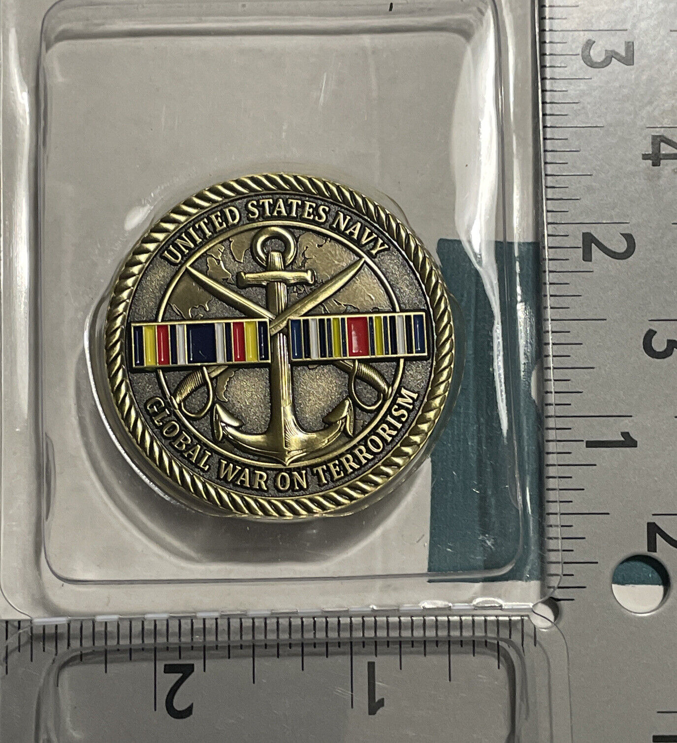 Coin - US Navy Global War On Terrorism Color Coin - New With Case 