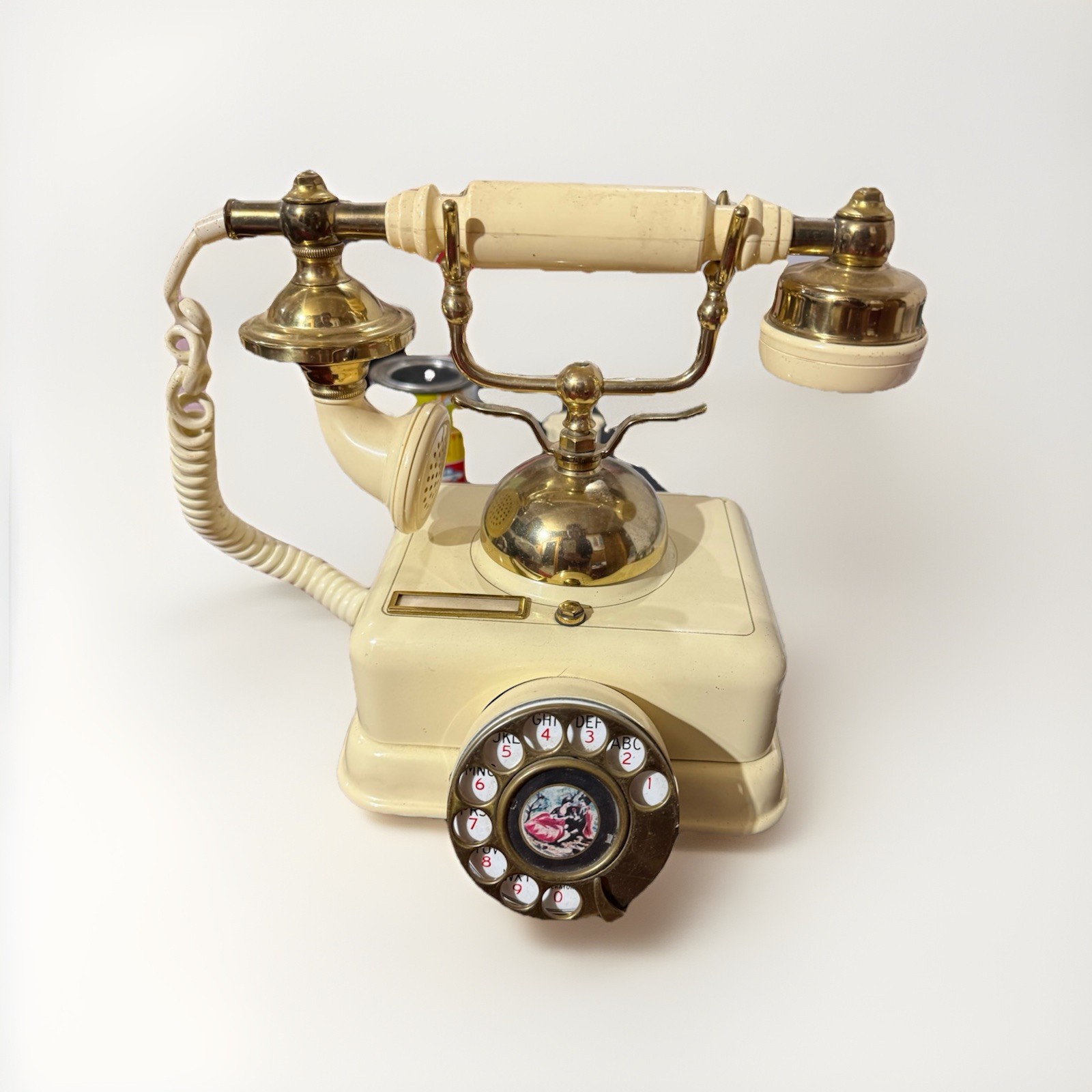 WORKING VTG US Telephone Co Cradle Fone Elegante Rotary Cream Gold w/CERTIFICATE