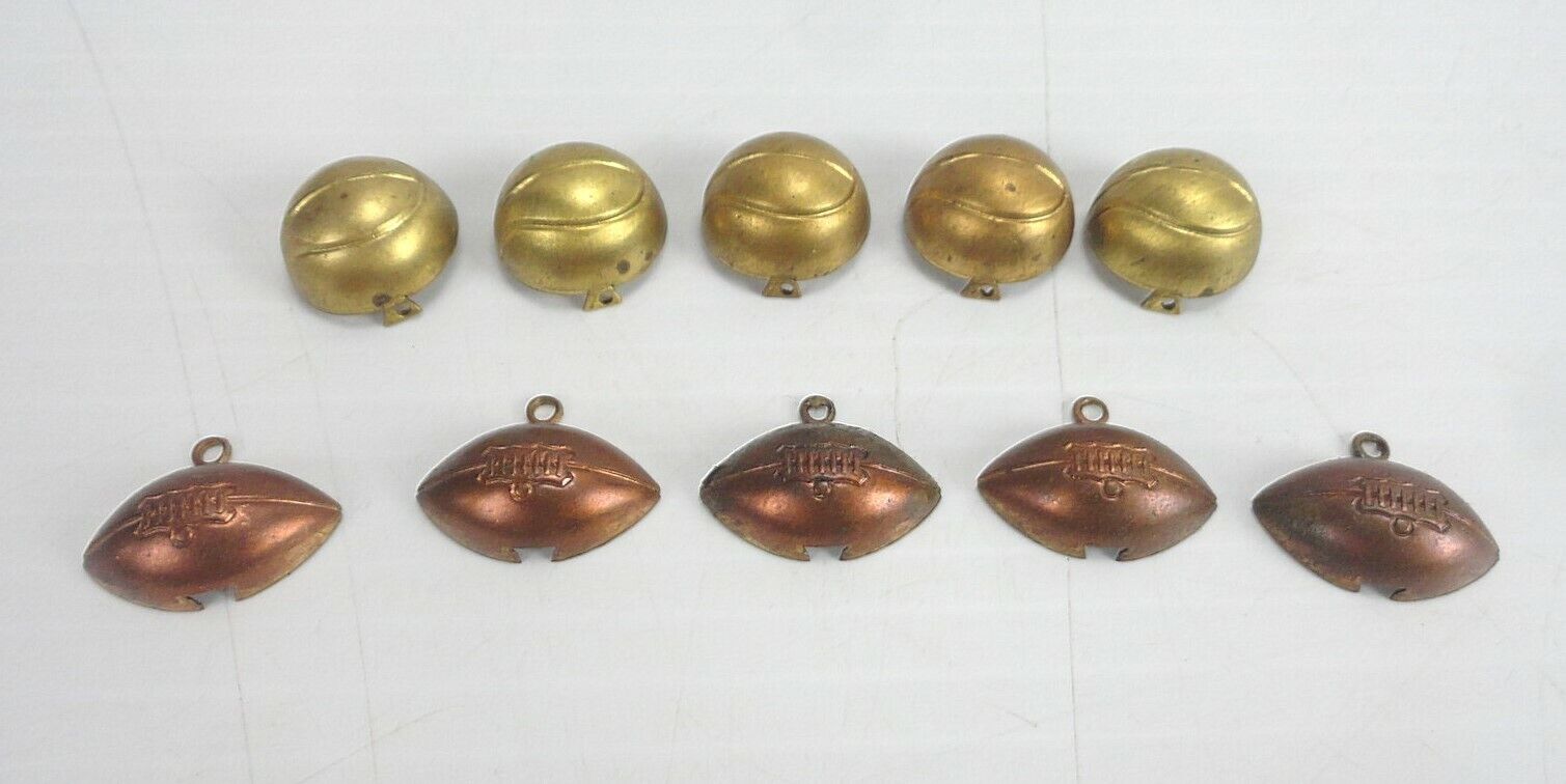 (Lot of 10) BRASS & BRONZE SPORTS CHARMS - Five each of Two different charms