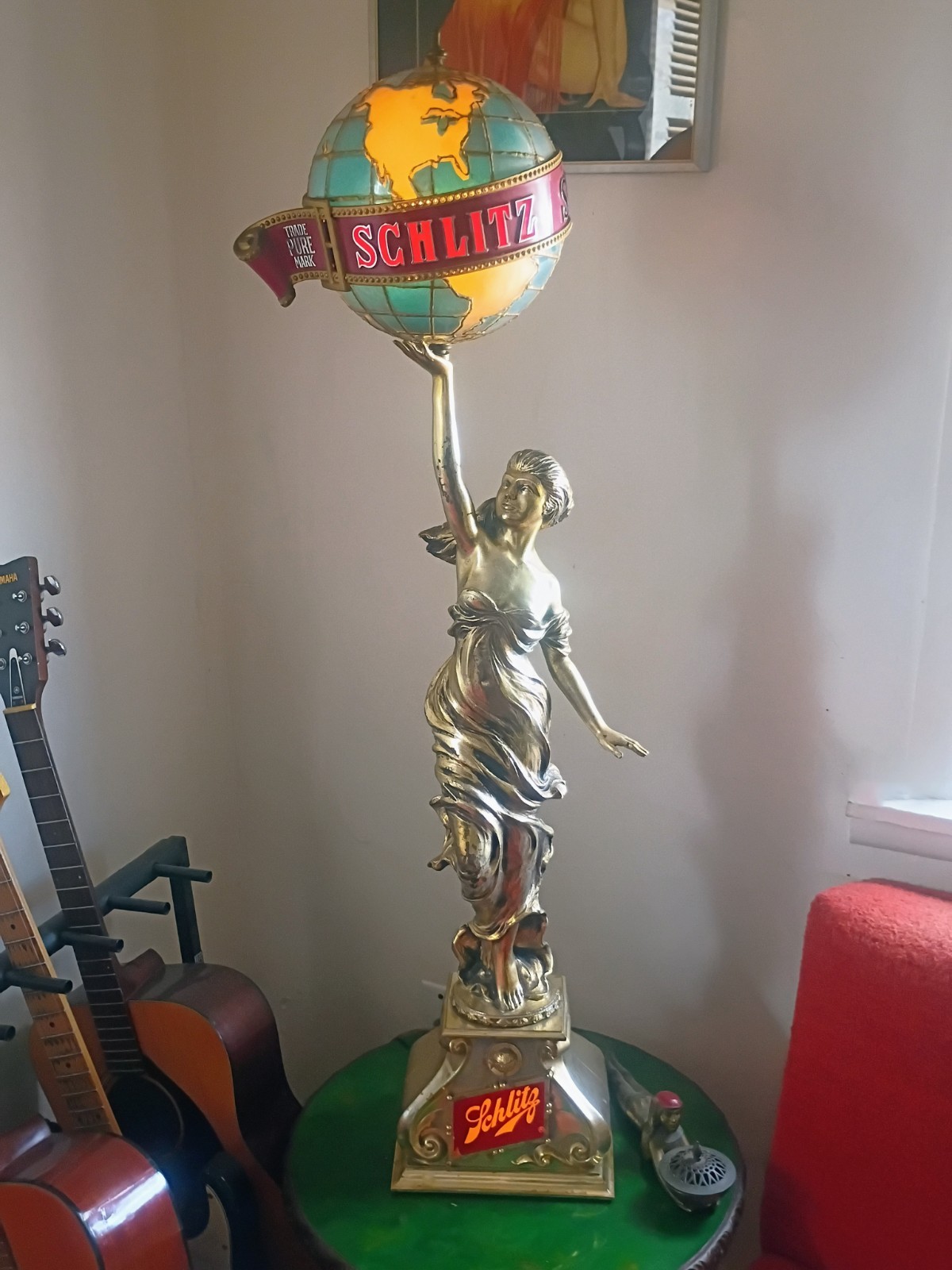 VTG 1970s 1976 Schlitz Beer Back Bar Lady Globe Lighted Sign 45 VTG 1970s 1976 Schlitz Beer Back Bar Lady Globe Lighted Sign 45