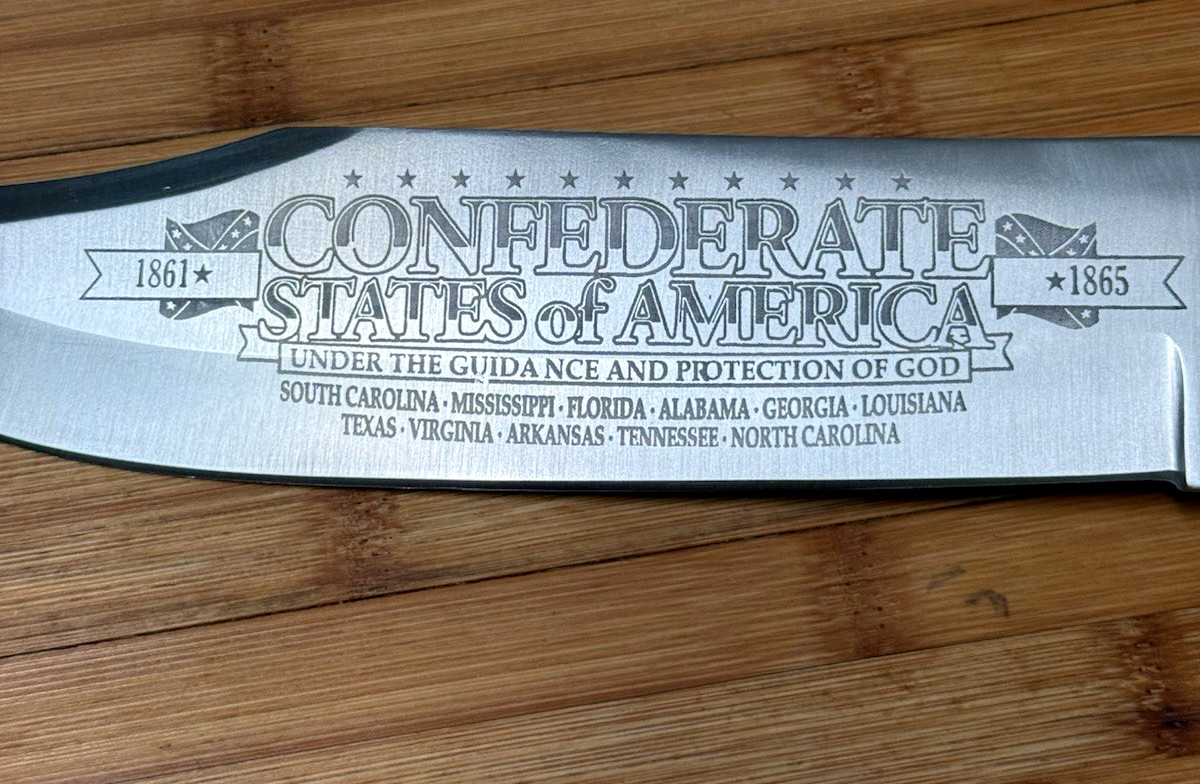 MASSIVE COLT CONFEDERATE STATES CT 827 STAG HANDLE D-GUARD BOWIE KNIFE  #84