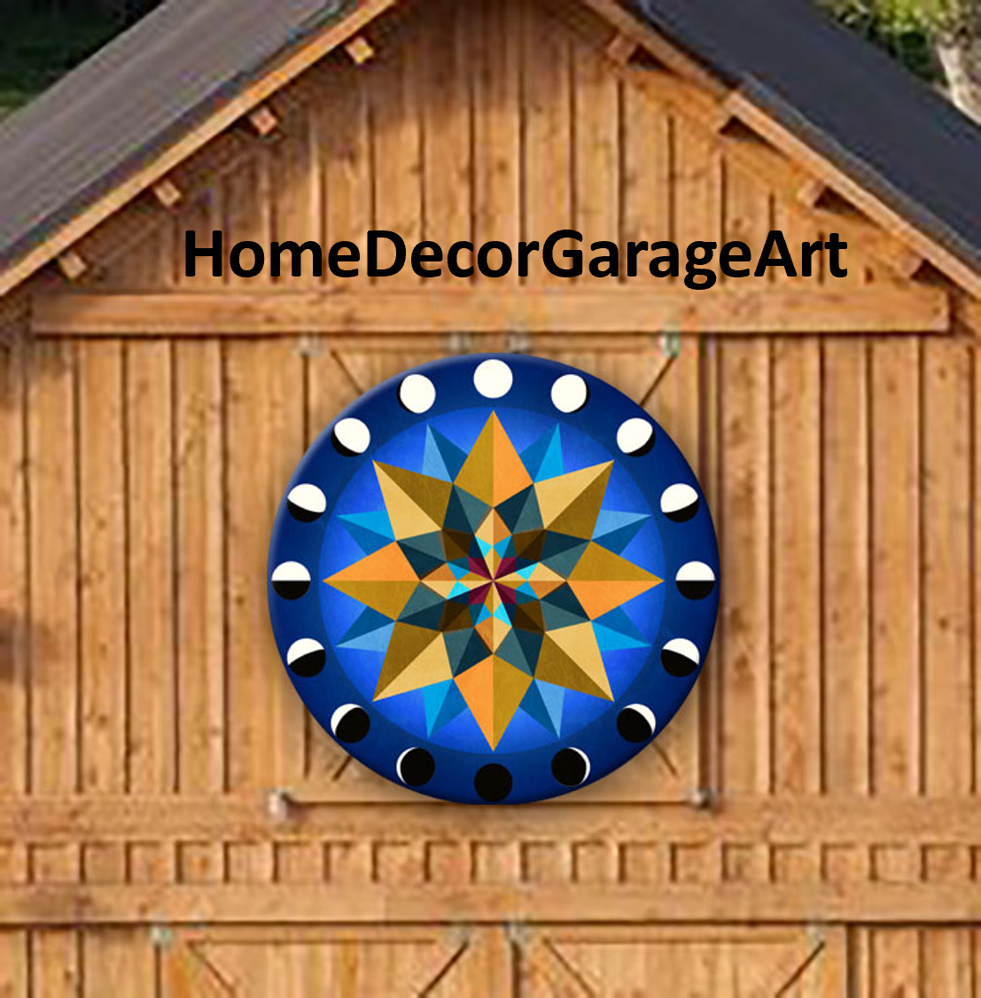 Barn Quilt Sign, 16 Point Star Blue Earth Tones, Hex Round Metal Sign 6 Sizes Barn Quilt Sign, 16 Point Star Blue Earth Tones, Hex Round Metal Sign 6 Sizes