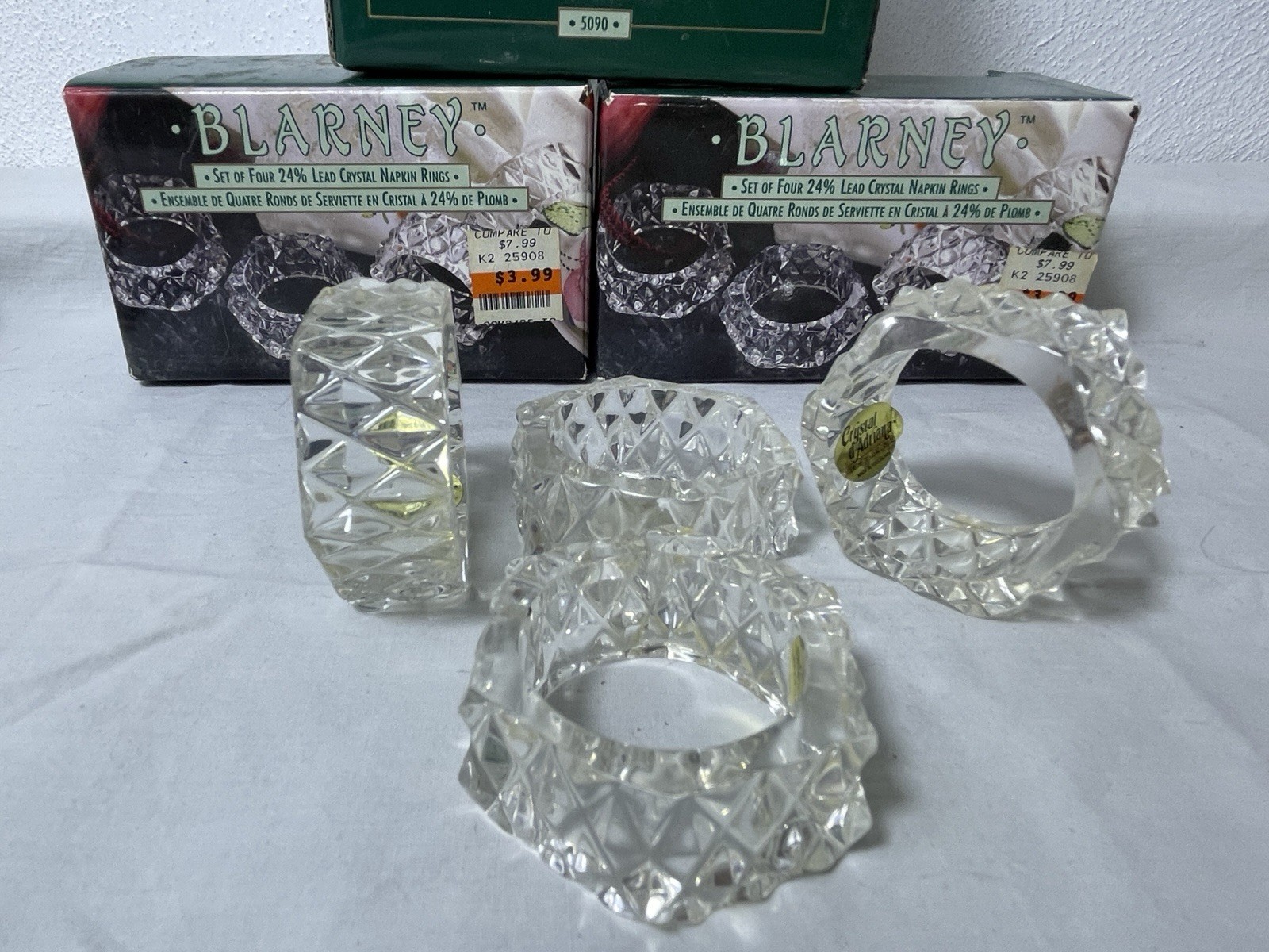 BLARNEY Vintage Set of Four 24% Lead Crystal Napkin Rings 5090 Crystal d\'Adriana BLARNEY Vintage Set of Four 24% Lead Crystal Napkin Rings 5090 Crystal d\'Adriana