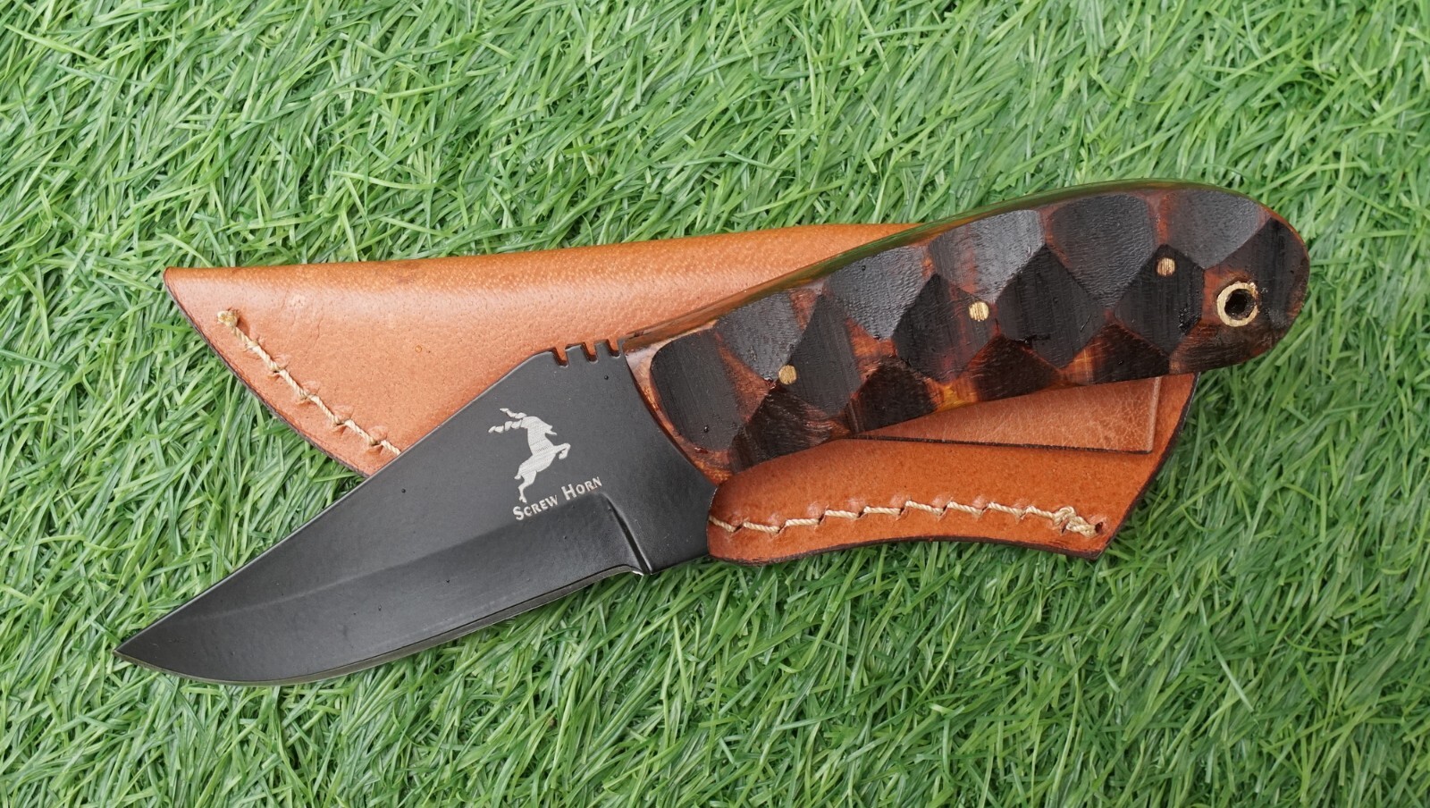 Custom Handmade Skinner Knife | 1095 Steel Powder-Coated Blade | Rosewood Handle