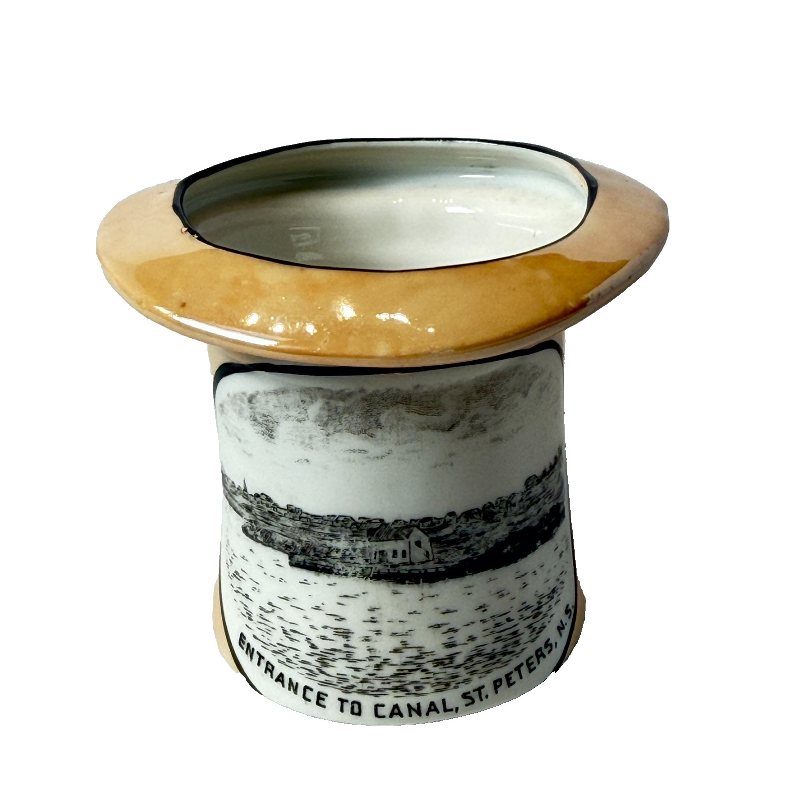 CANAL ST. PETERS - NOVA SCOTIA N.S. CANADA Souvenir ANTIQUE CHINA TRINKET HAT CANAL ST. PETERS - NOVA SCOTIA N.S. CANADA Souvenir ANTIQUE CHINA TRINKET HAT