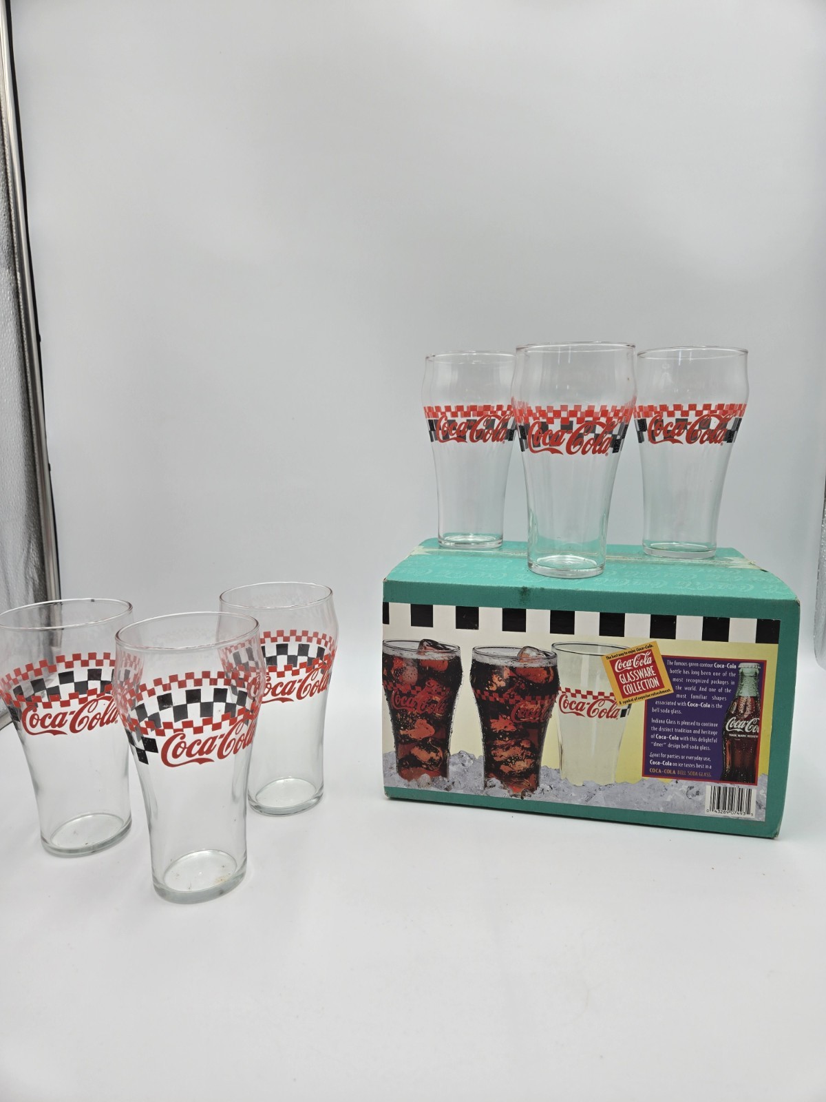 VTG 1996 Coca-Cola Glassware 6 Bell Soda Glasses 16oz Set (A3) VTG 1996 Coca-Cola Glassware 6 Bell Soda Glasses 16oz Set (A3)