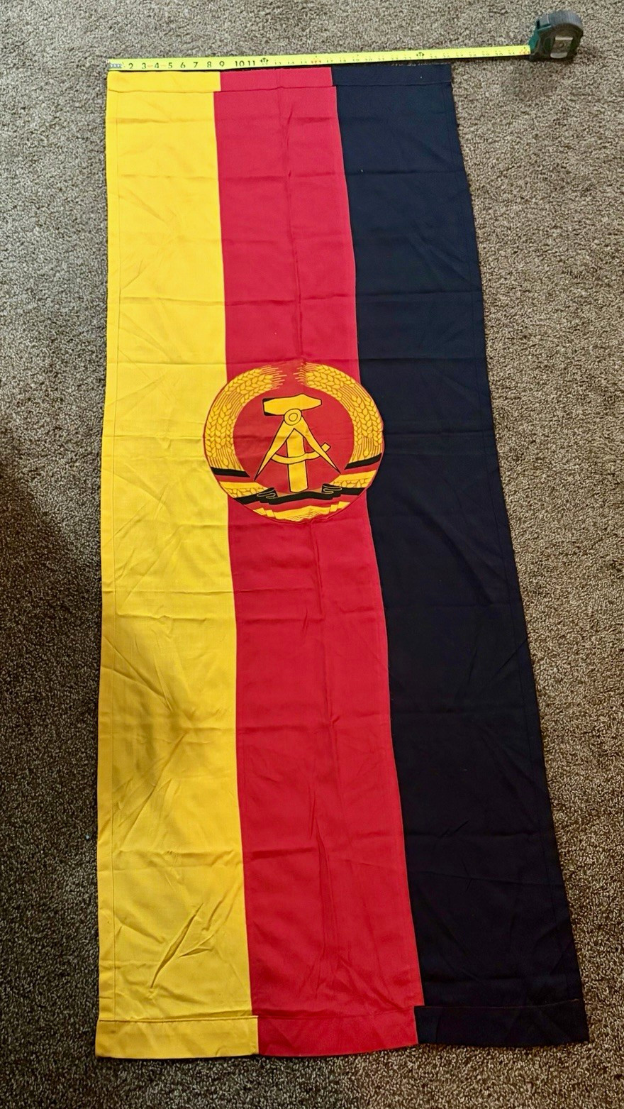Vintage East German DDR Double Sided Sewn Vertical Podium Banner Flag 26x69 Vintage East German DDR Double Sided Sewn Vertical Podium Banner Flag 26x69