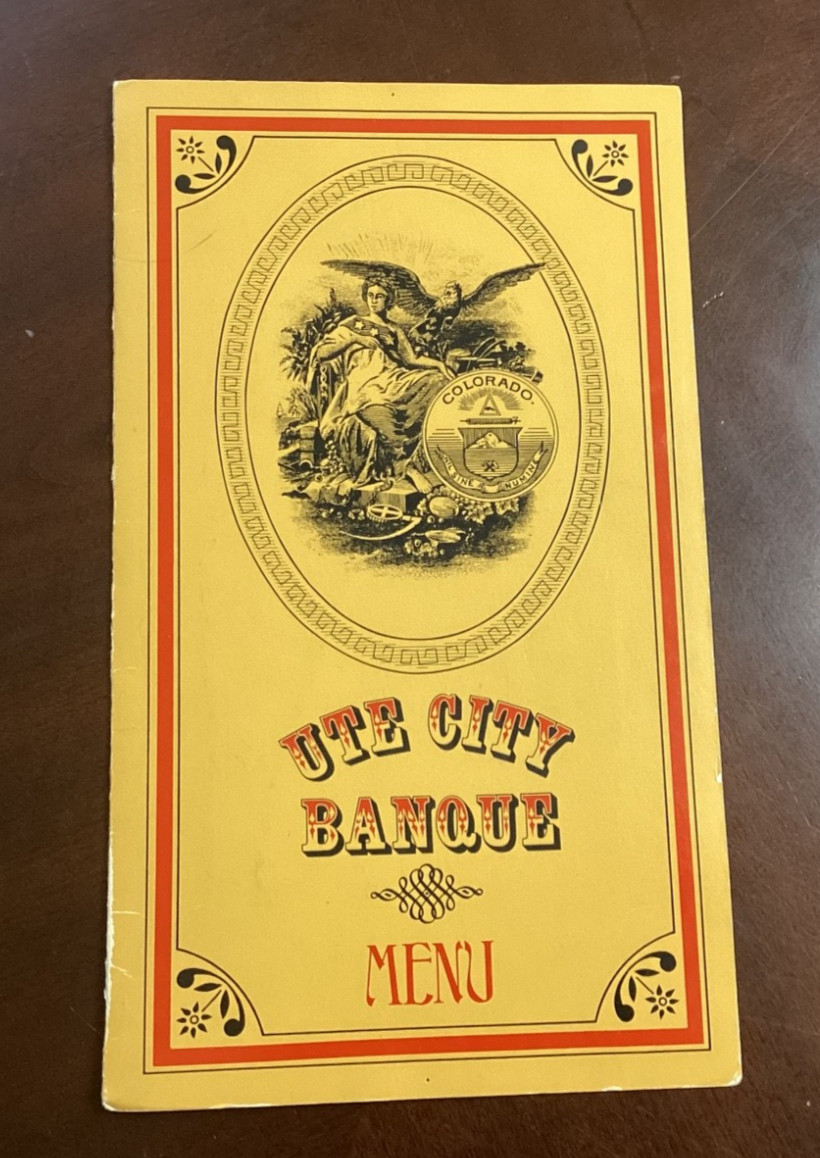 Vintage Ute City Banque Restaurant Menu Aspen Colorado 1970/80's Vintage Ute City Banque Restaurant Menu Aspen Colorado 1970/80's