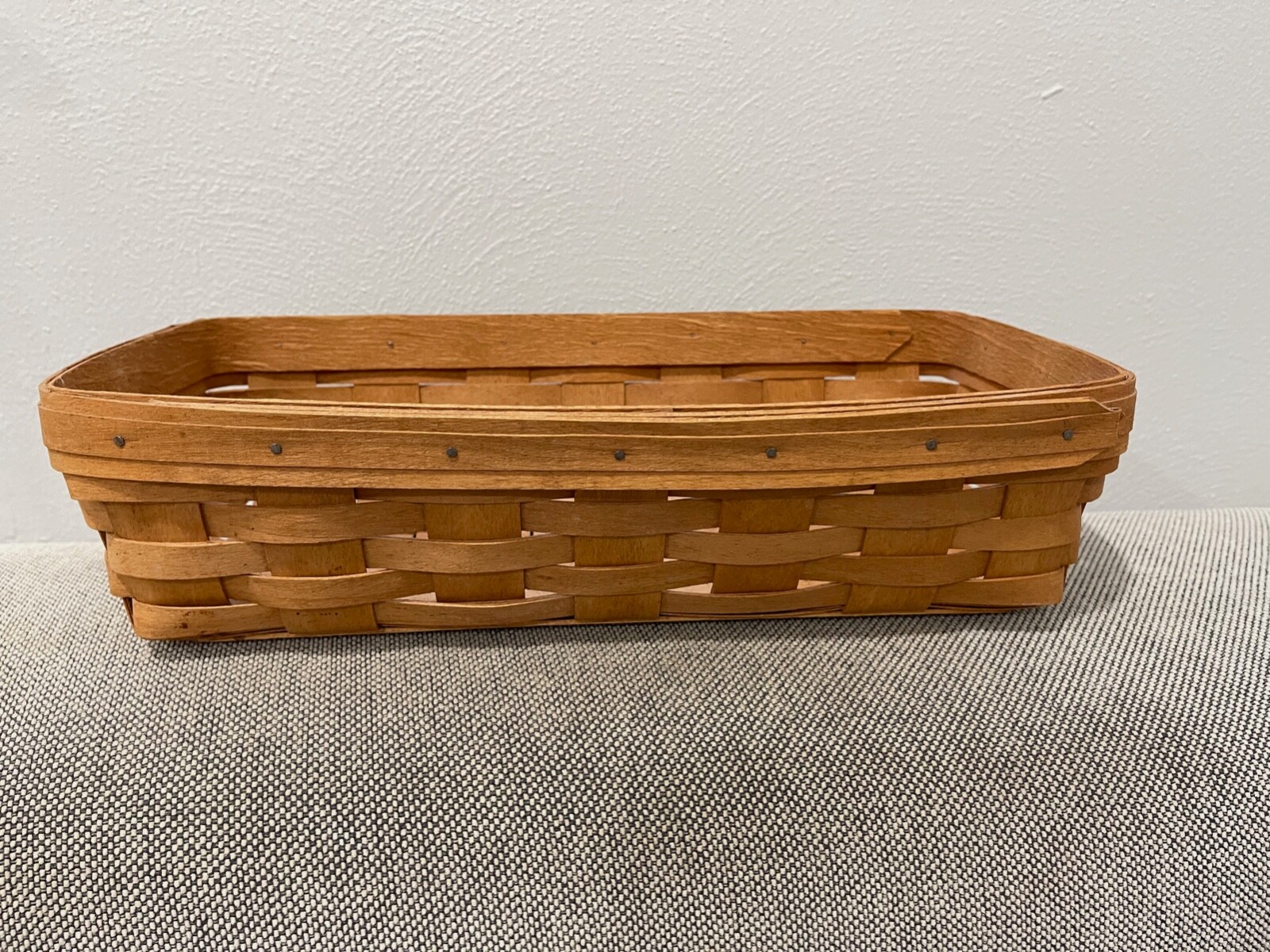 Longaberger Handwoven Oblong Rectangle Basket w/ Handles Signed 1991 Longaberger Handwoven Oblong Rectangle Basket w/ Handles Signed 1991