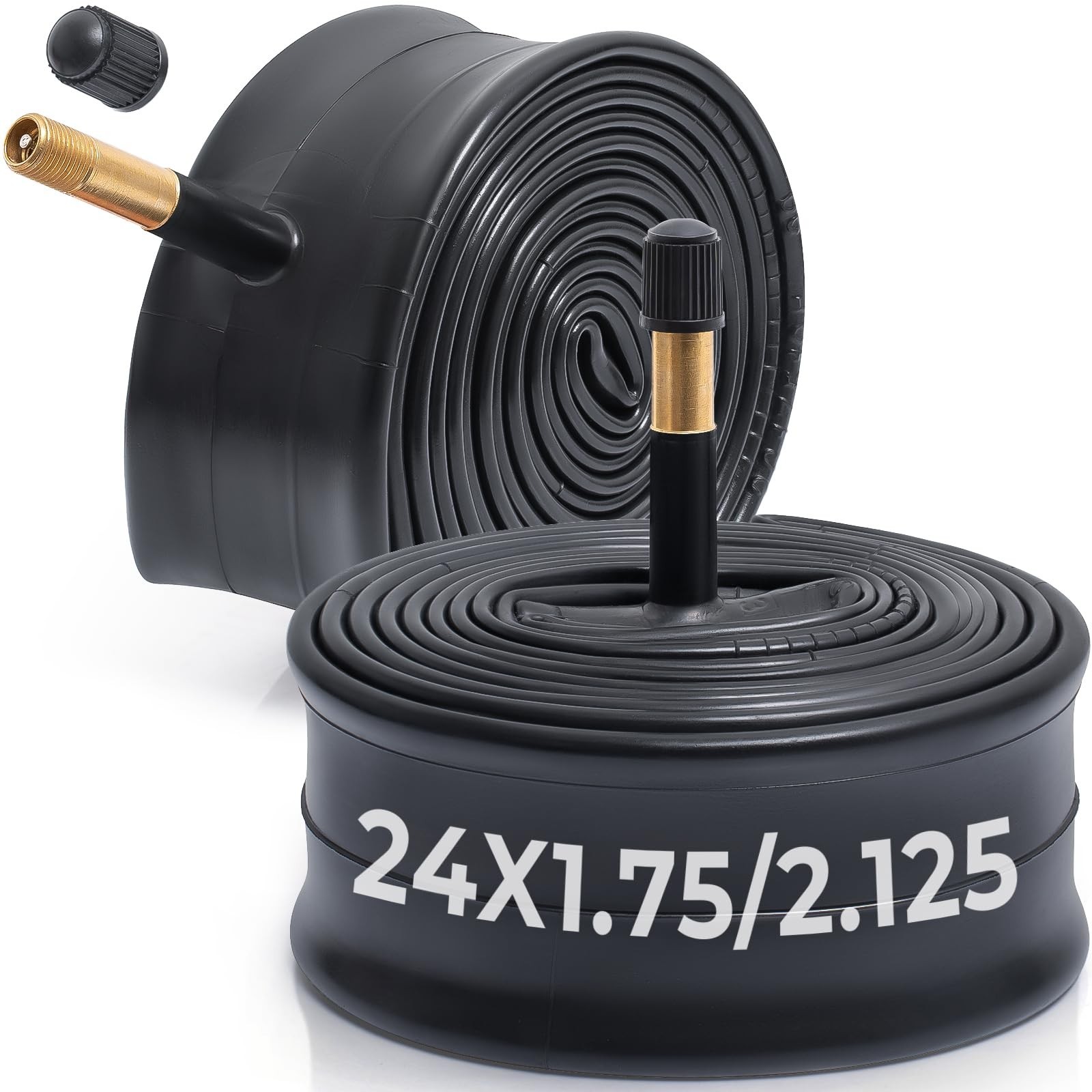 2 Pcs, Premium 24X1.75/1.90/1.95/2.0/2.10/2.125 Bike Tubes AV48mm 2 Pcs, Premium 24X1.75/1.90/1.95/2.0/2.10/2.125 Bike Tubes AV48mm