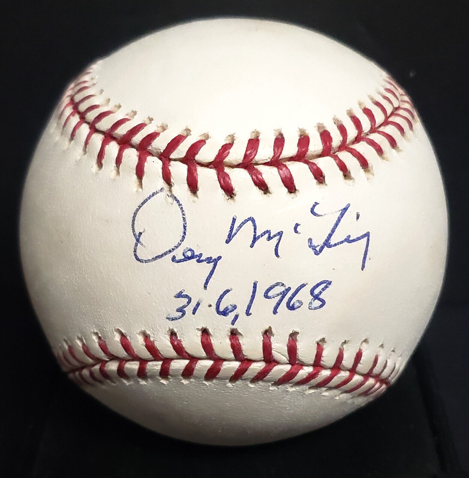 Denny McLain autographed baseball inscribed 31-6 1968 (ROMLB Det Tigers) AW COA
