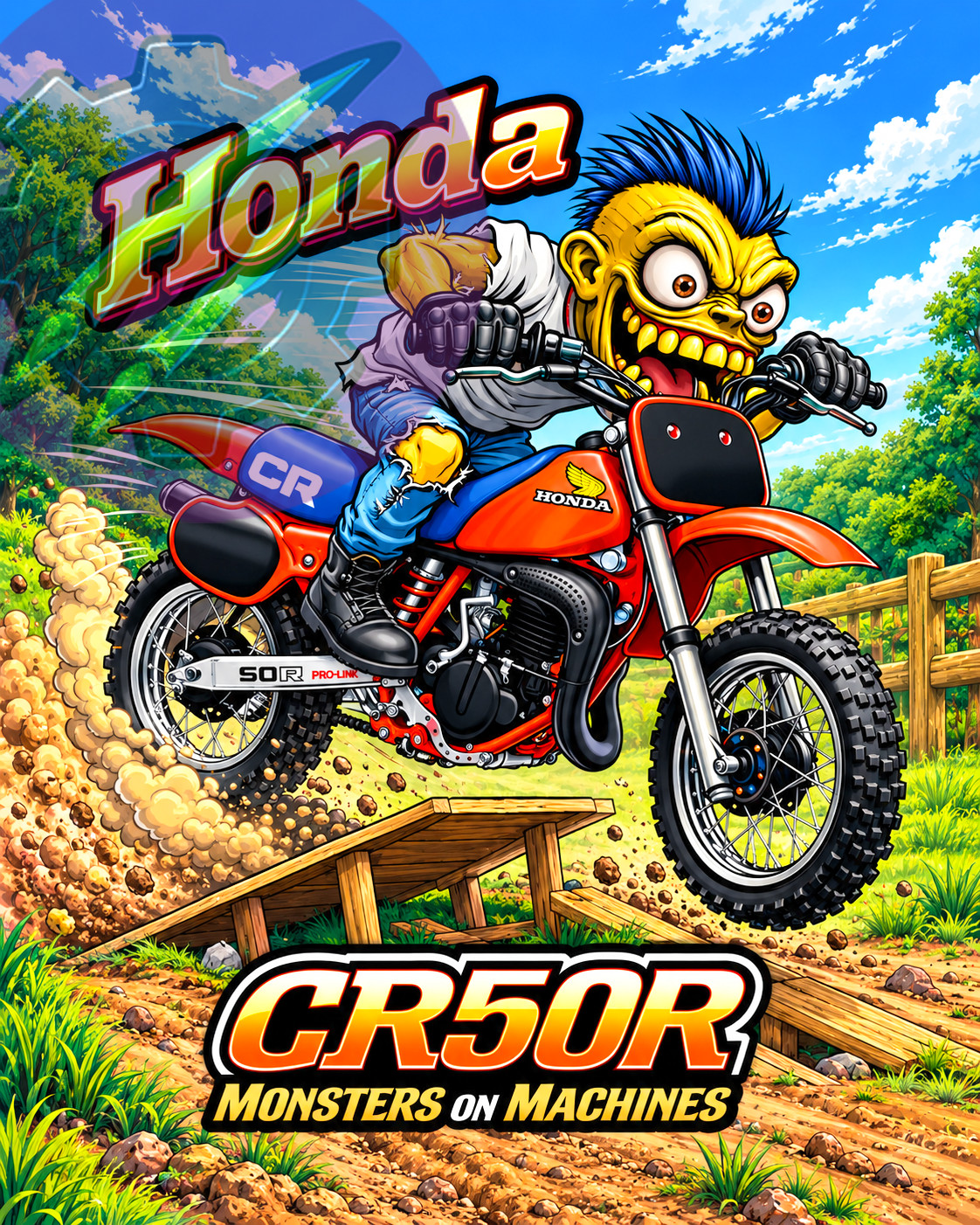 1983 Honda CR50R Motocross Dirt Bike 8x10 Glossy Photo Print Monster Art
