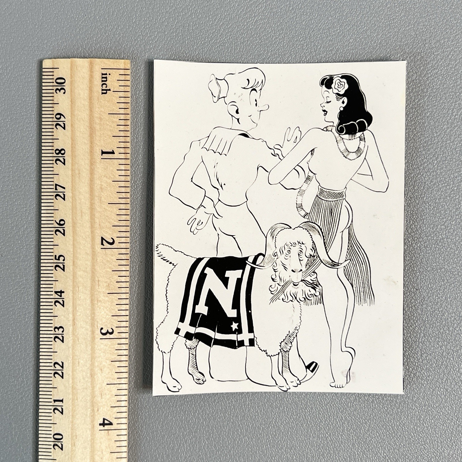 Vintage 1940s US Navy USNA Bill the Goat Mascot Sailor Pinup Photo Velox Paper Vintage 1940s US Navy USNA Bill the Goat Mascot Sailor Pinup Photo Velox Paper