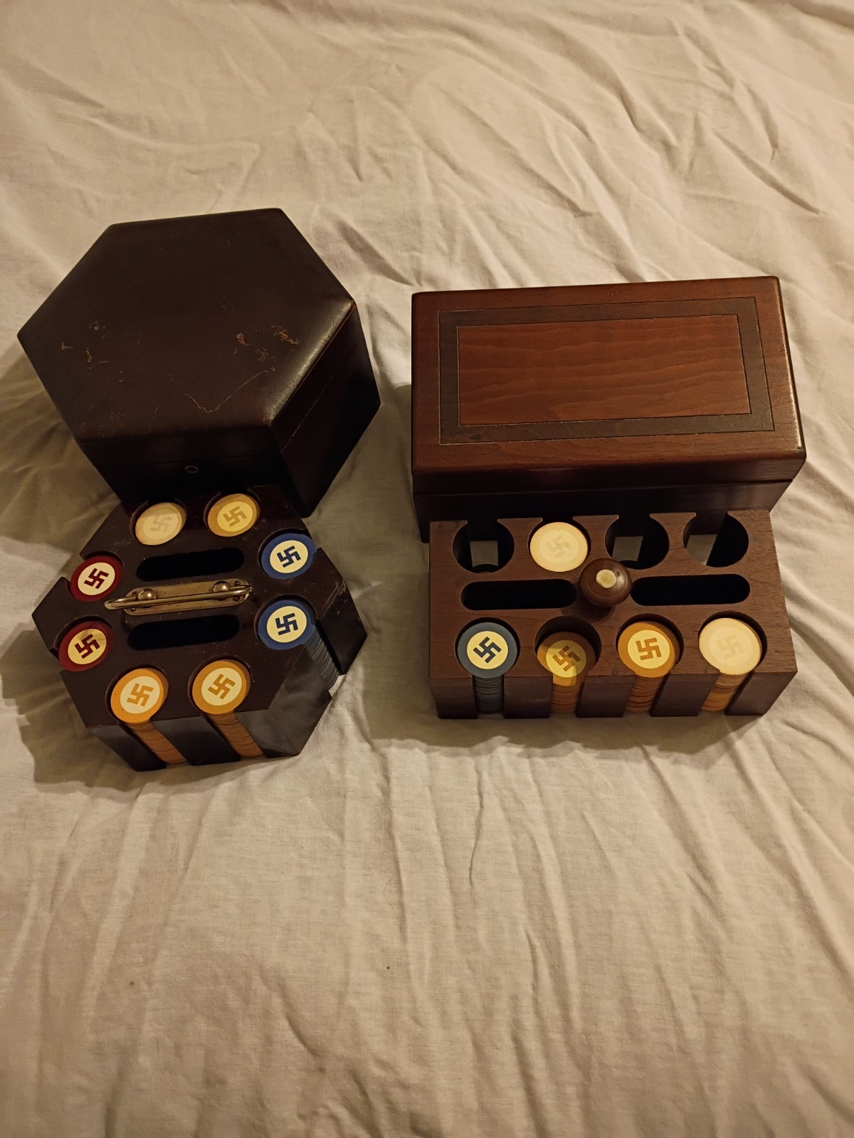 Vintage Poker Chips (332 total)  Pre 1930 with Good Luck & Prosperity Symbol