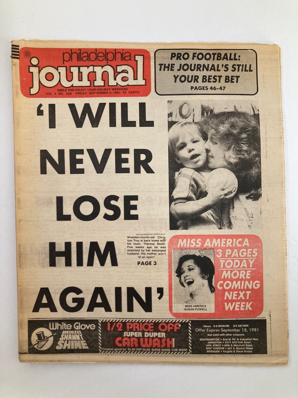 Philadelphia Journal Tabloid September 4 1981 Vol 4 #229 Miss A. Susan Powell
