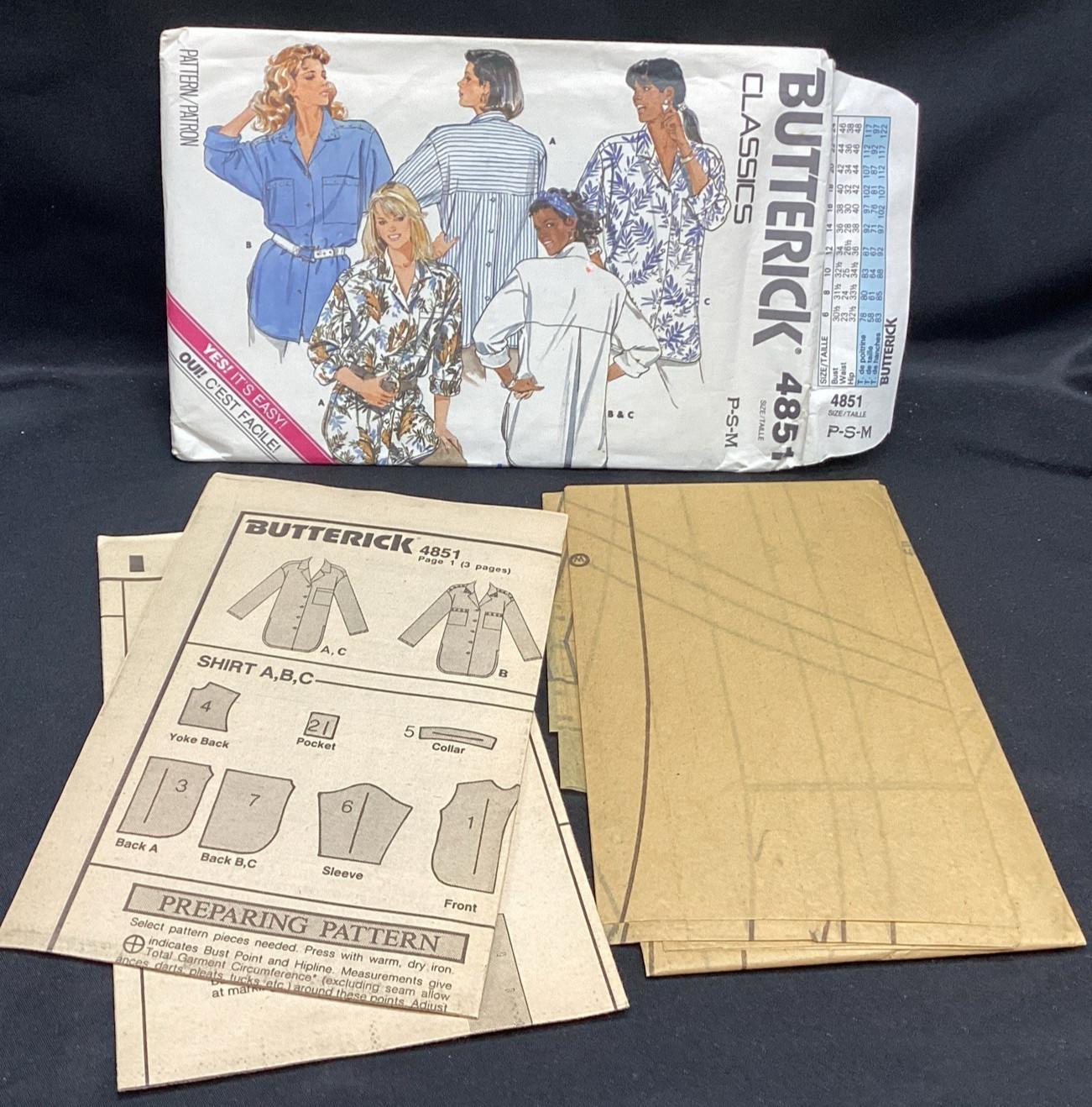 Vtg Sewing Pattern, Butterick 4851, shirt, 6-14, Uncut ships free