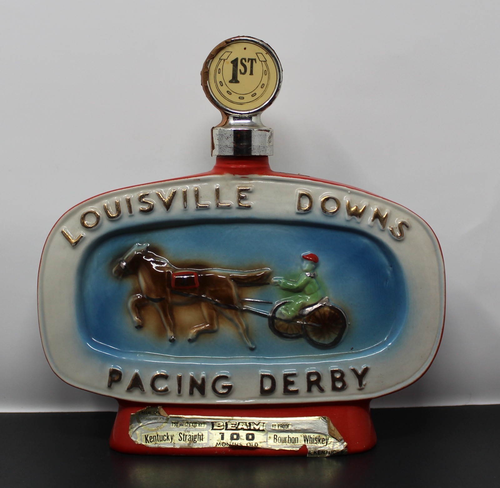 VINTAGE 1978 JIM BEAM LOUISVILLE DOWNS PACING DERBY CERAMIC DECANTER VINTAGE 1978 JIM BEAM LOUISVILLE DOWNS PACING DERBY CERAMIC DECANTER