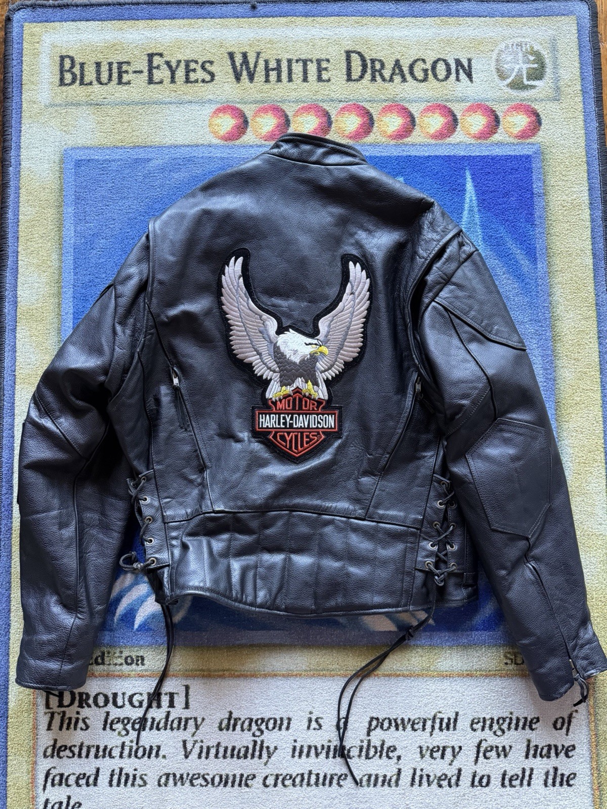 VTG 1980s Genuine Leather Jacket Harley Davidson Eagle Patch Biker Mens 46 Large VTG 1980s Genuine Leather Jacket Harley Davidson Eagle Patch Biker Mens 46 Large