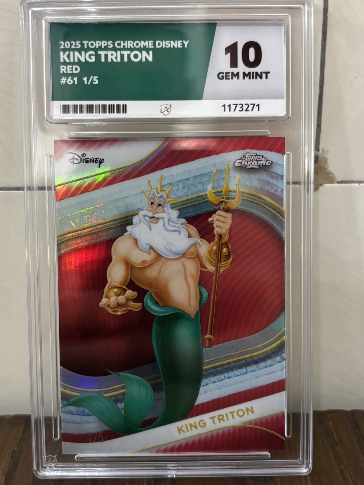 2025 Topps Chrome Disney - KING TRITON - RED REFRACTOR 1/5 - ACE 10 PERFECT SUBS 2025 Topps Chrome Disney - KING TRITON - RED REFRACTOR 1/5 - ACE 10 PERFECT SUBS