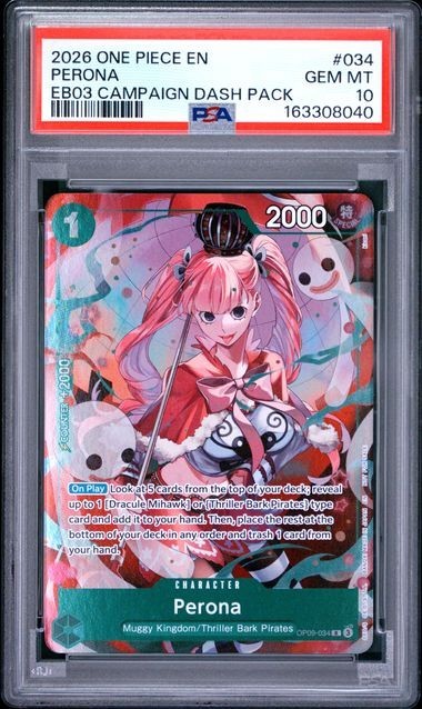 2026 One Piece EN Perona EB03 Campaign Pack #034 PSA 10 2026 One Piece EN Perona EB03 Campaign Pack #034 PSA 10