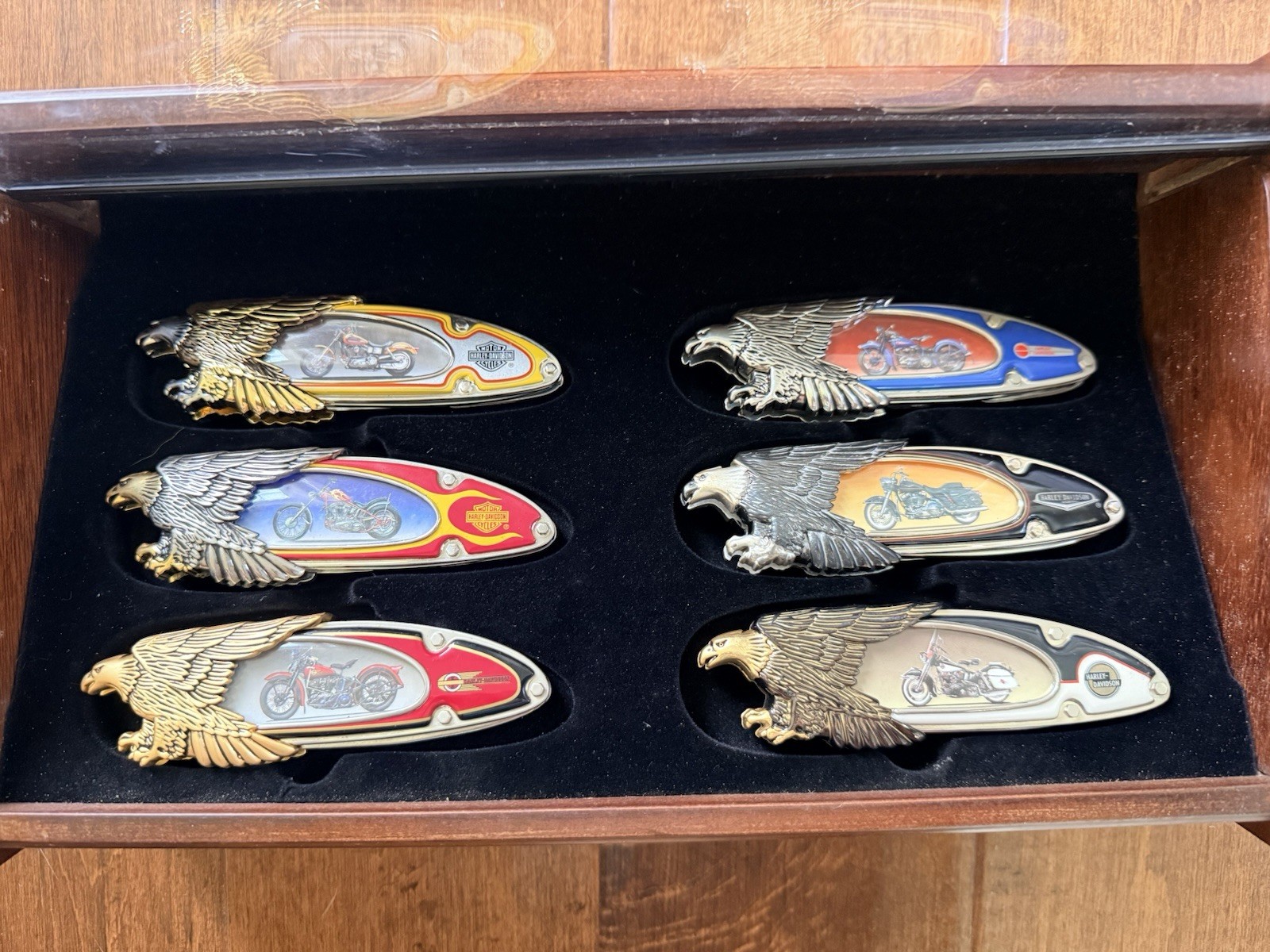 18 Harley Davidson Franklin Mint Collector Knife Set Eagle With Cases 18 Harley Davidson Franklin Mint Collector Knife Set Eagle With Cases