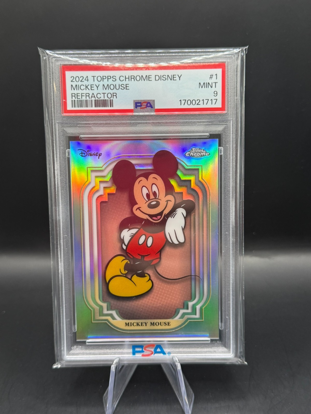 2024 Topps Chrome Disney #1 Mickey Mouse Refractor PSA 9 2024 Topps Chrome Disney #1 Mickey Mouse Refractor PSA 9